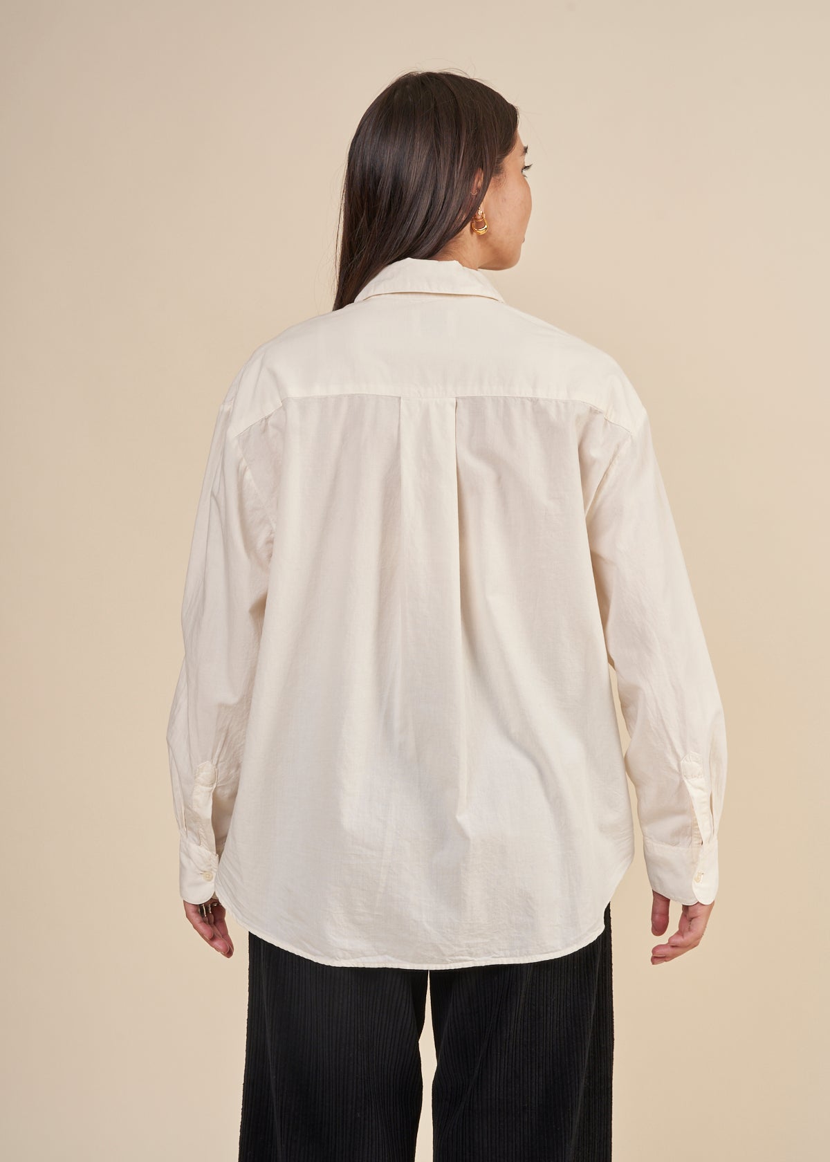 Chemise oversize beige en coton bio - ivory white