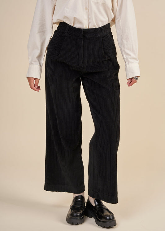 Pantalon velours en coton bio | Noir "posey wide corduroy pants black jet"