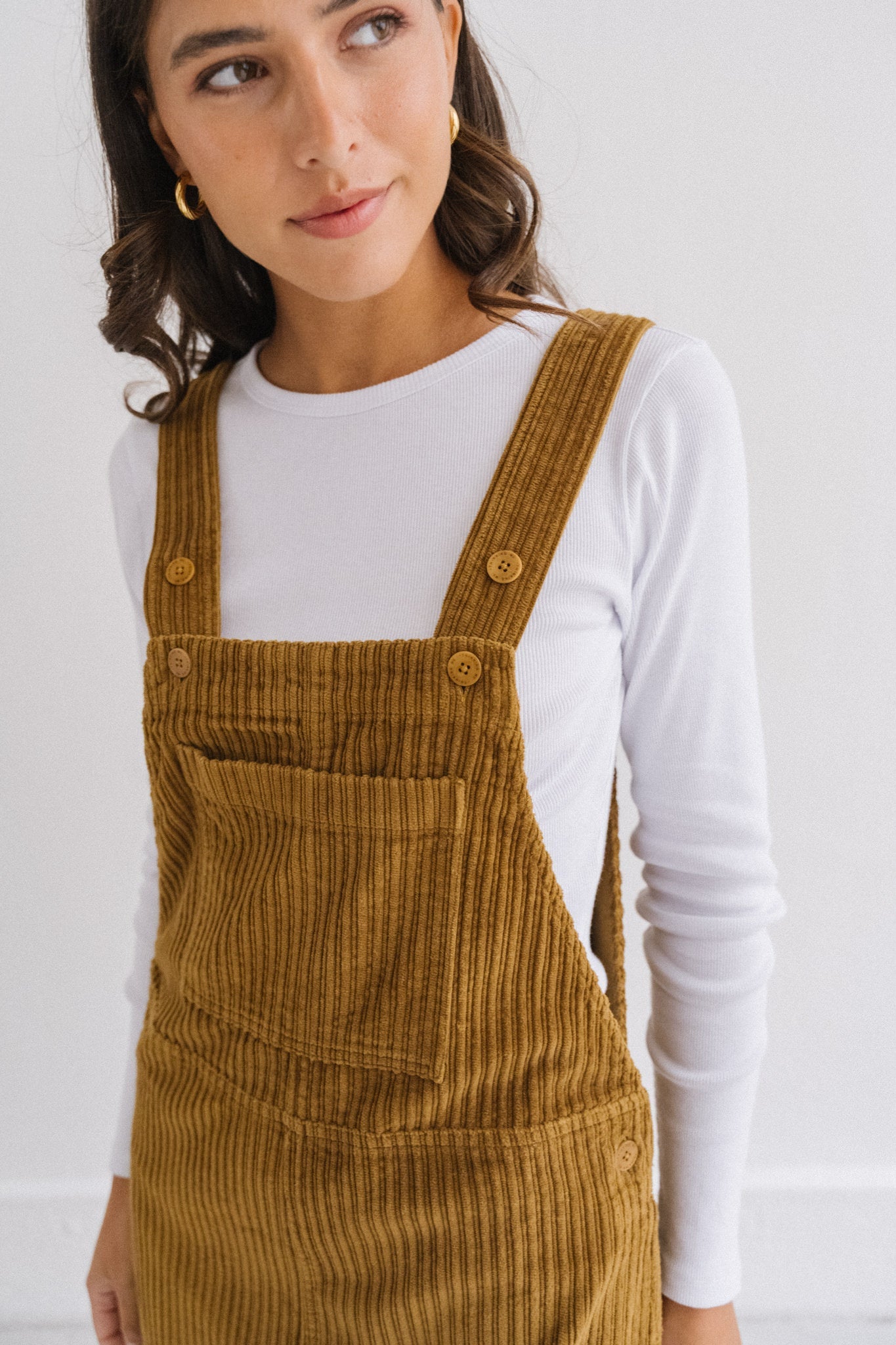 Salopette velours en coton bio | camel "light oak corduroy luz jumpsuit - brown"