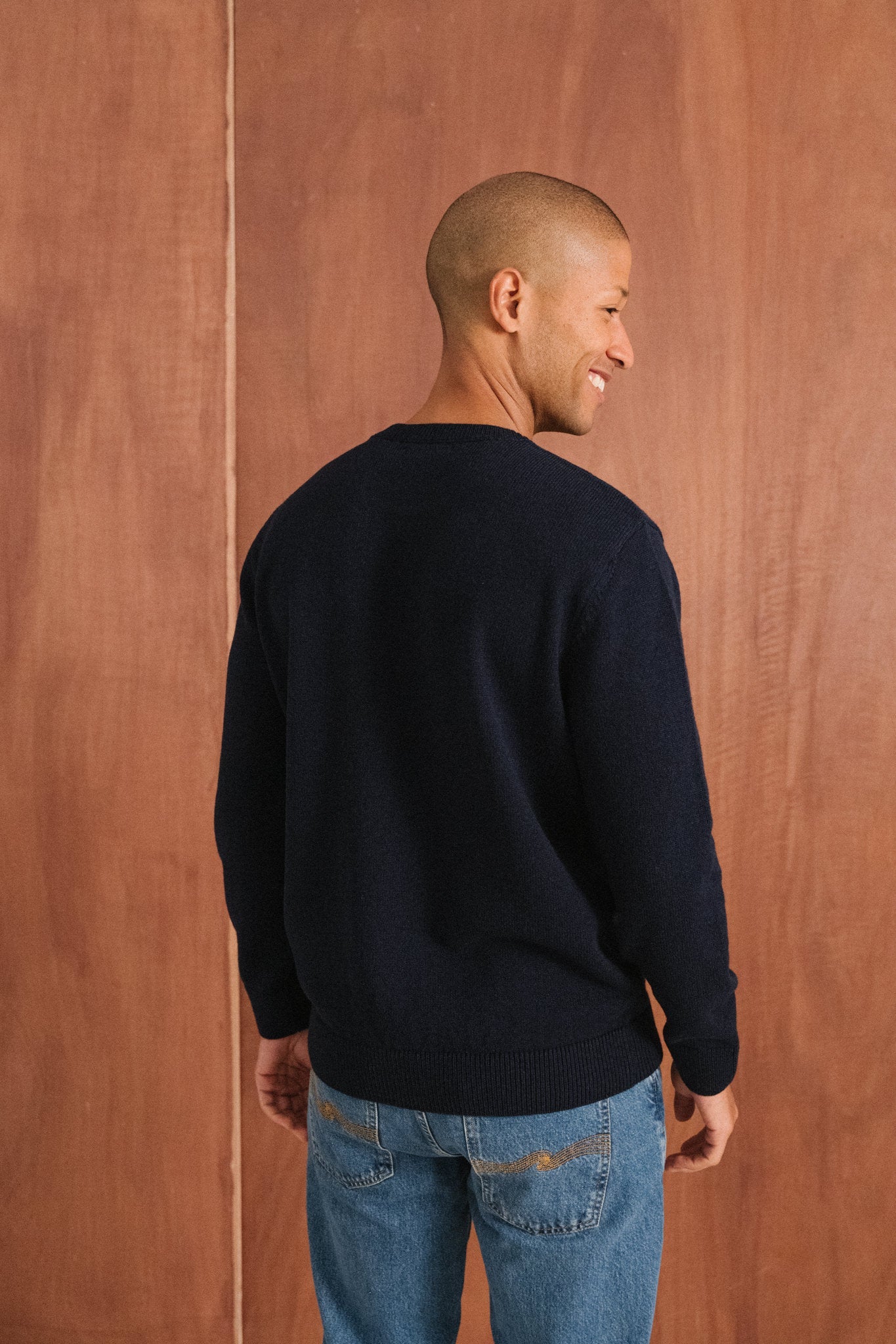 Pull en laine mérinos recyclée | marine