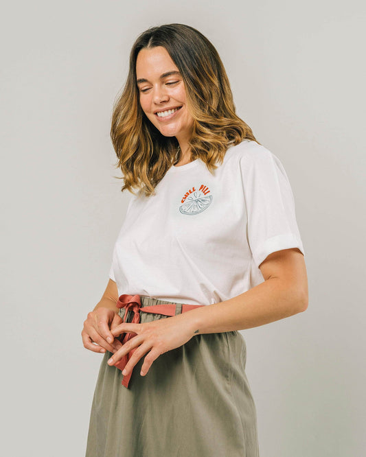 T-shirt blanc brodé en coton bio - chill pill oversize t-shirt white
