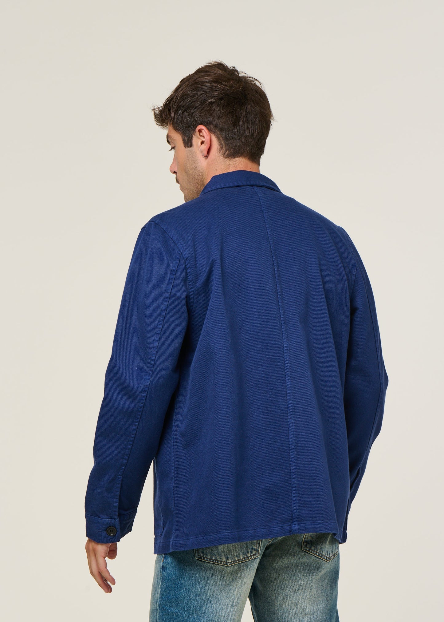 Veste worker en coton bio | bleu "barney worker jacket mid blue"