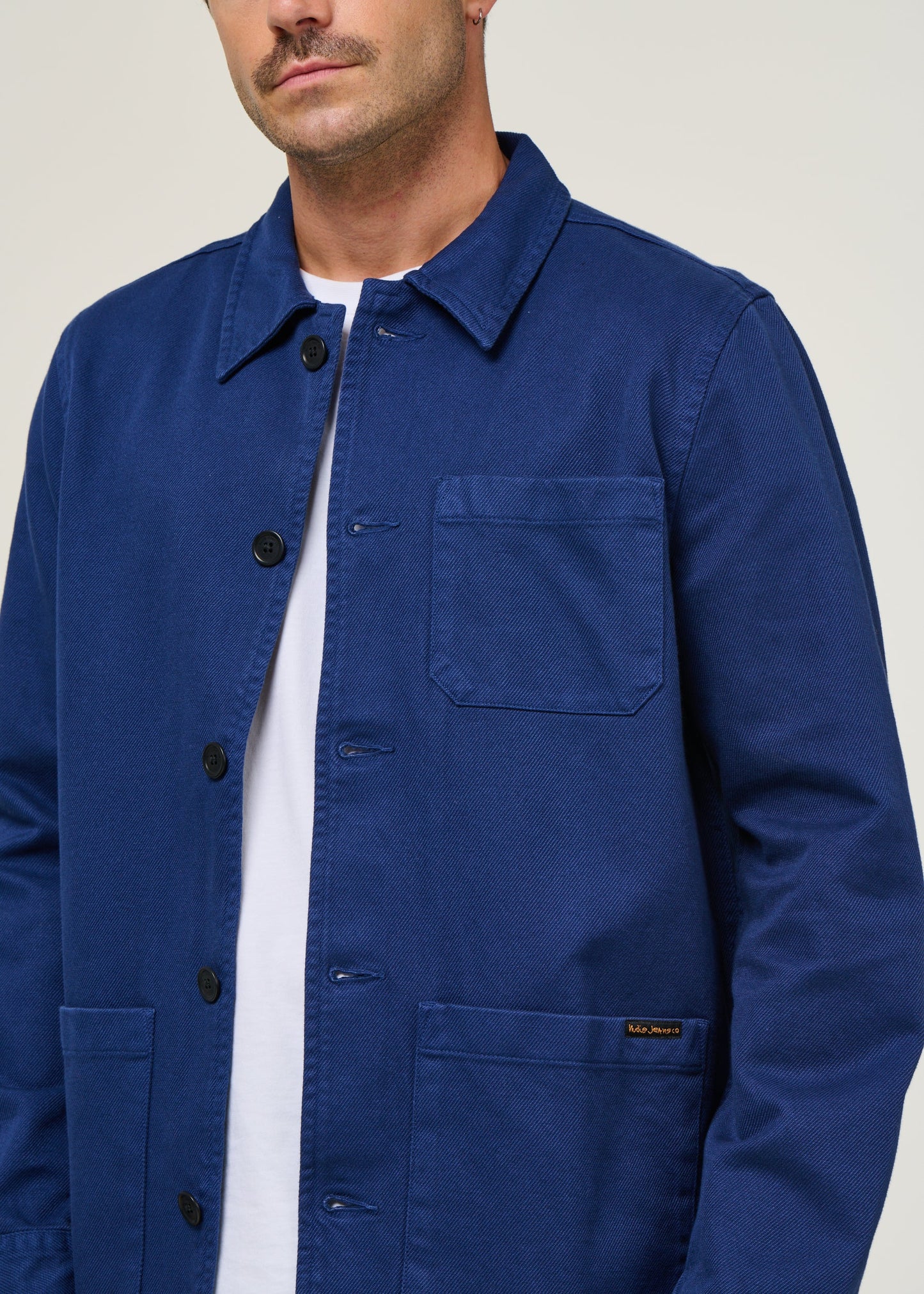 Veste worker en coton bio | bleu "barney worker jacket mid blue"