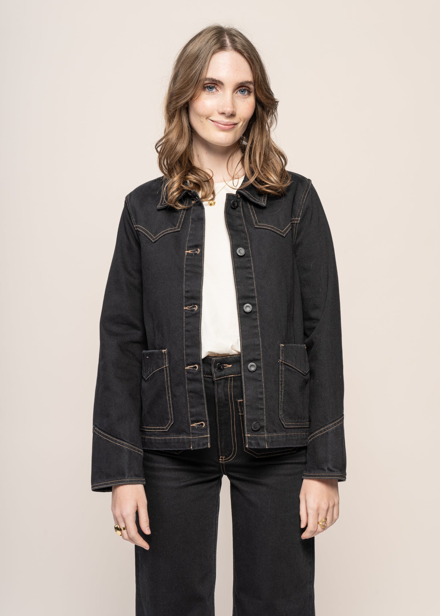 Veste denim en coton bio | noir "kelly western denim jacket black"