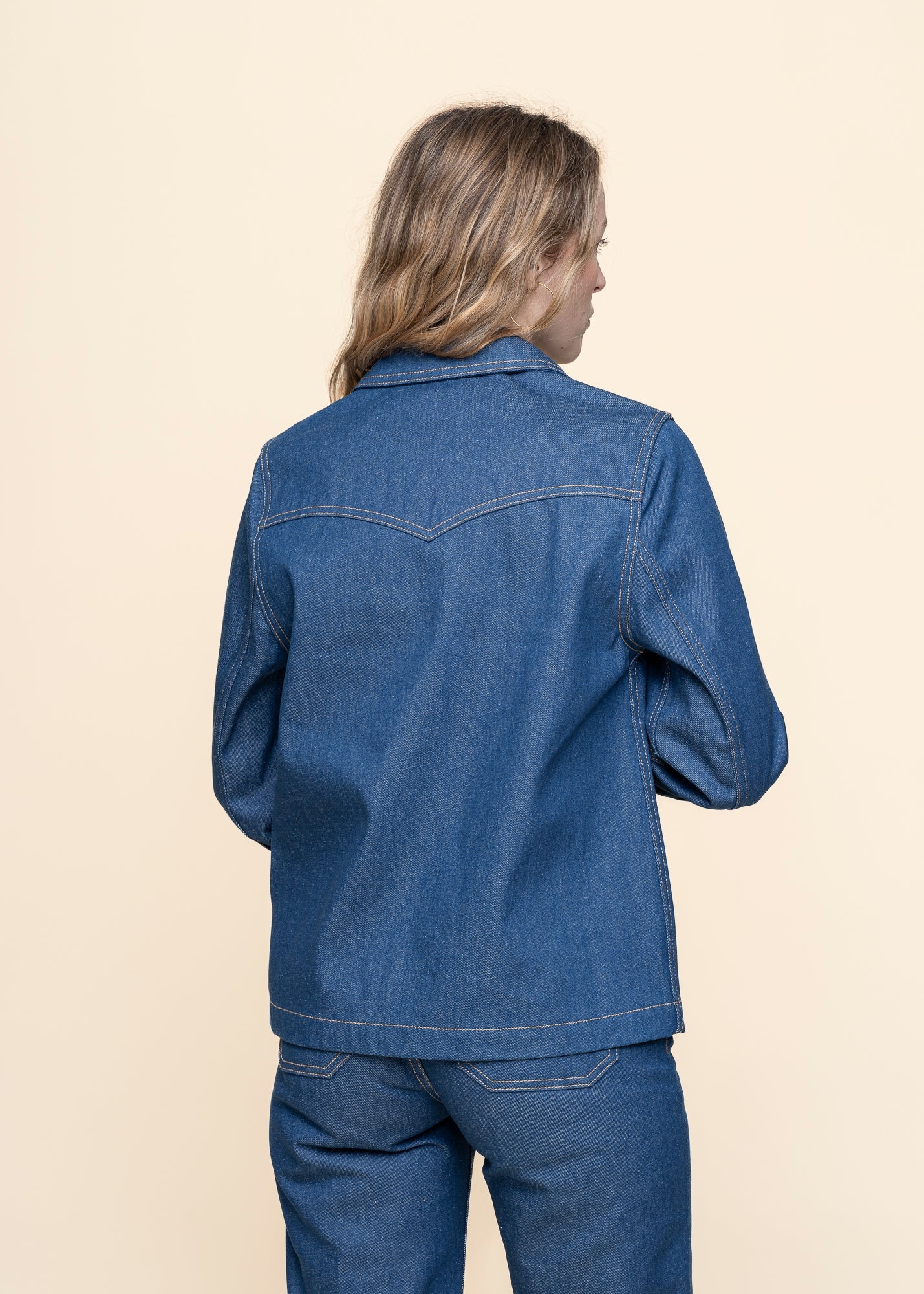 Veste en jean brut en coton bio - kelly western jacket 70's blue denim