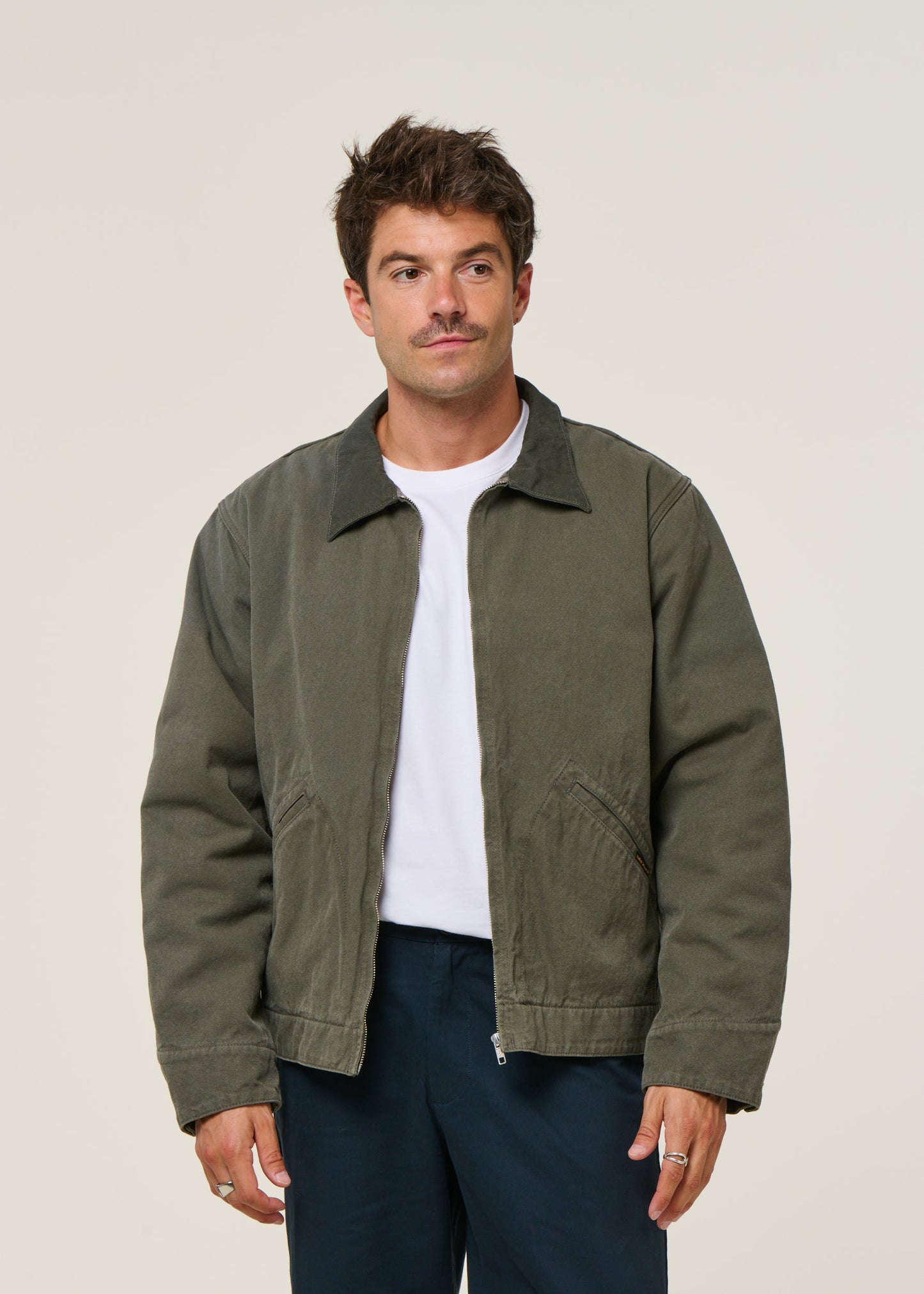 Veste en coton bio | vert "blake zip jacket duck canvas"