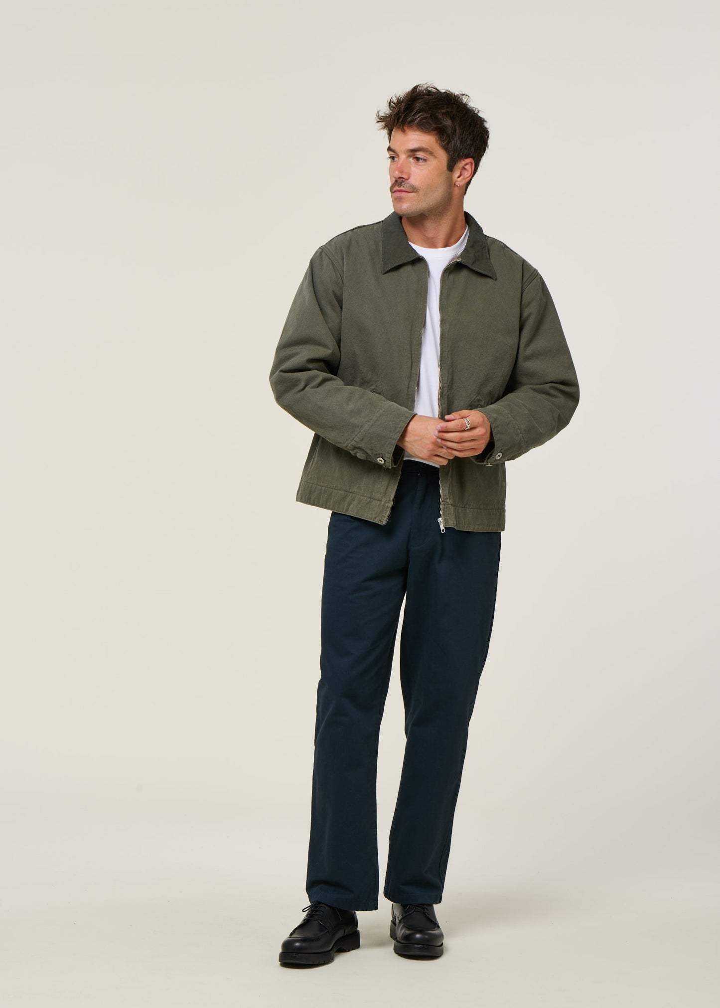 Veste en coton bio | vert "blake zip jacket duck canvas"