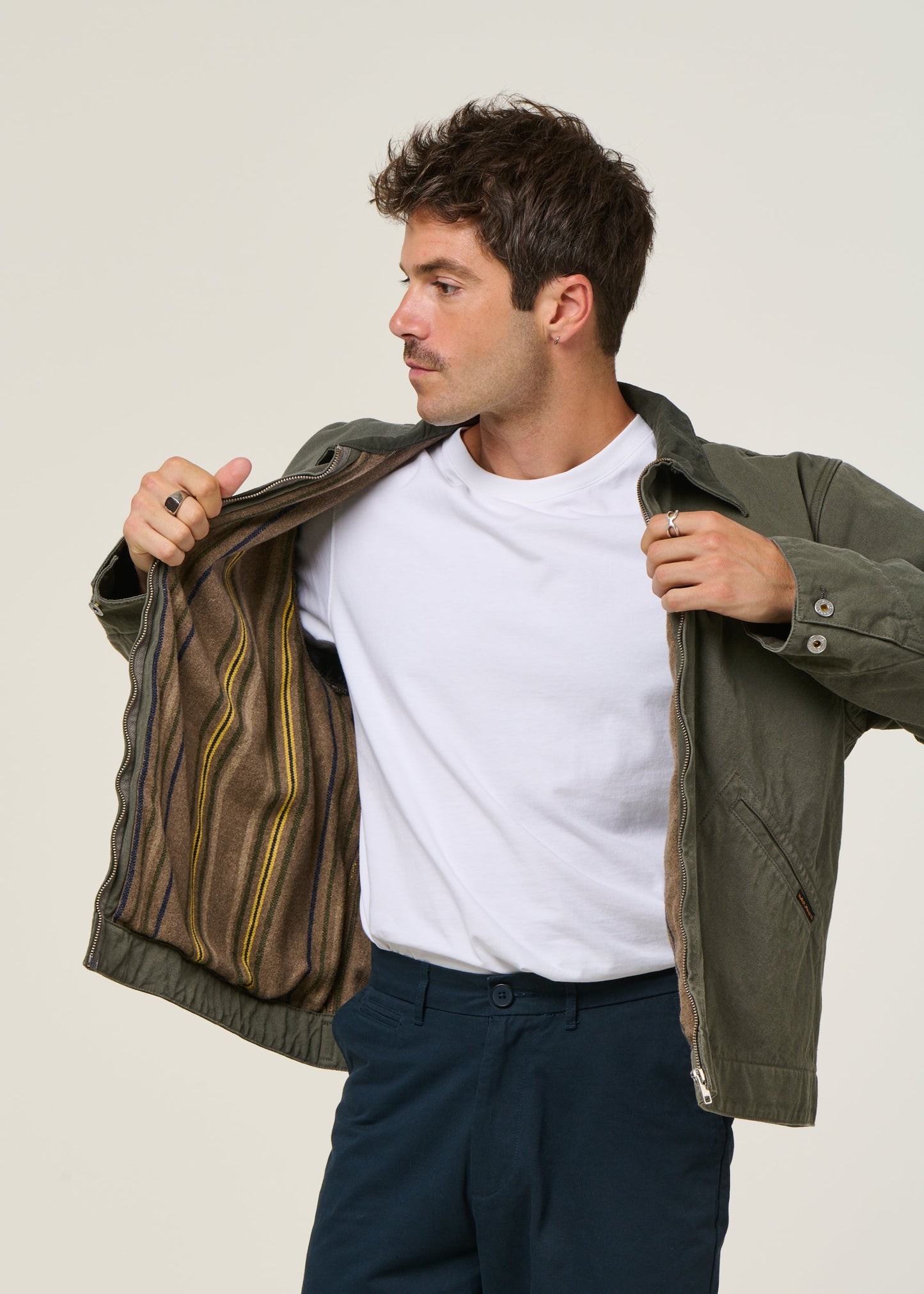 Veste en coton bio | vert "blake zip jacket duck canvas"