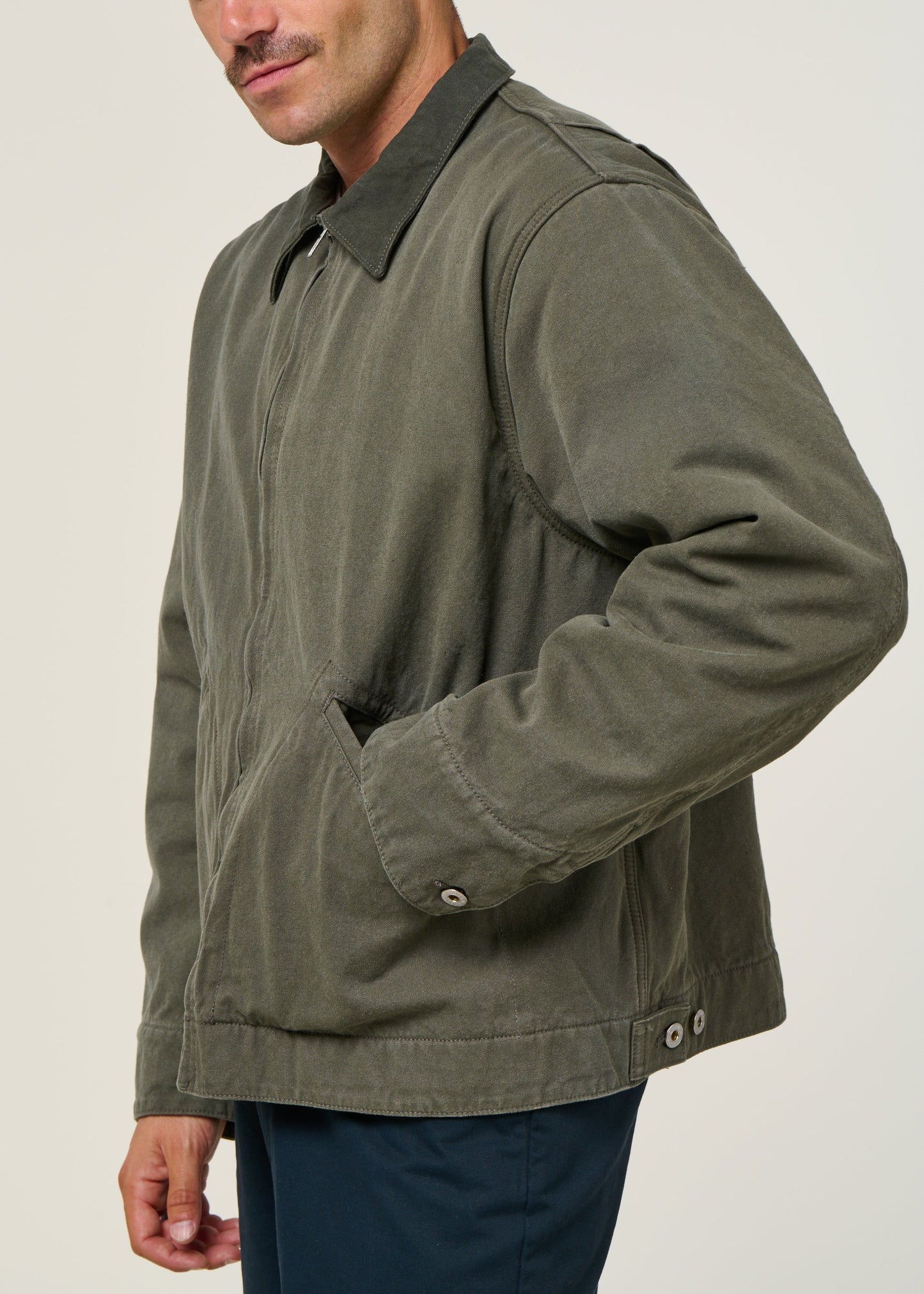 Veste en coton bio | vert "blake zip jacket duck canvas"