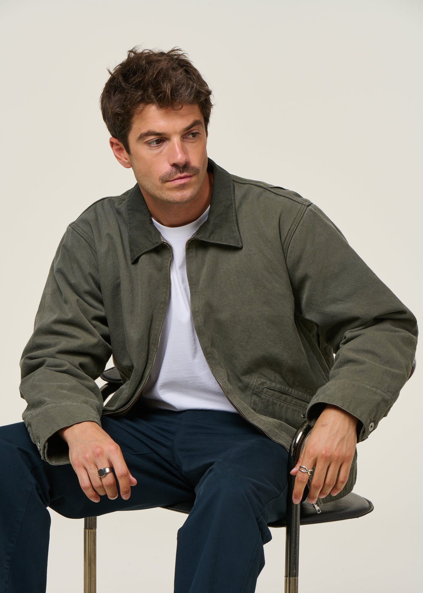 Veste en coton bio | vert "blake zip jacket duck canvas"