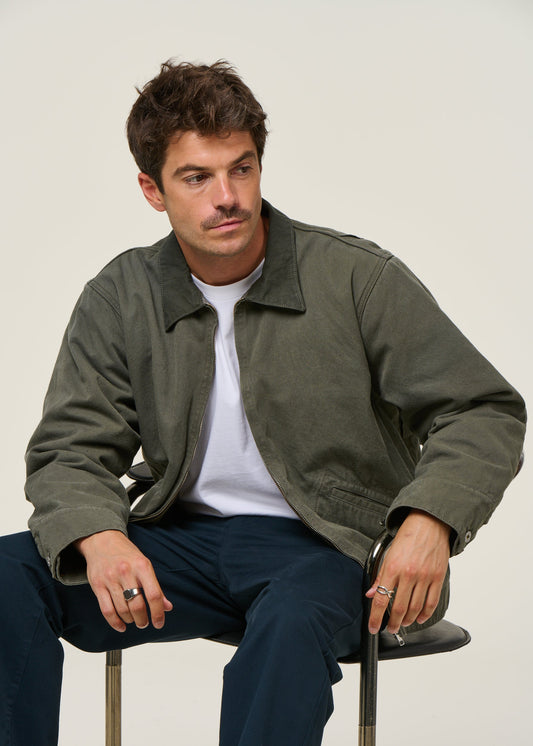 Veste en coton bio | vert "blake zip jacket duck canvas"
