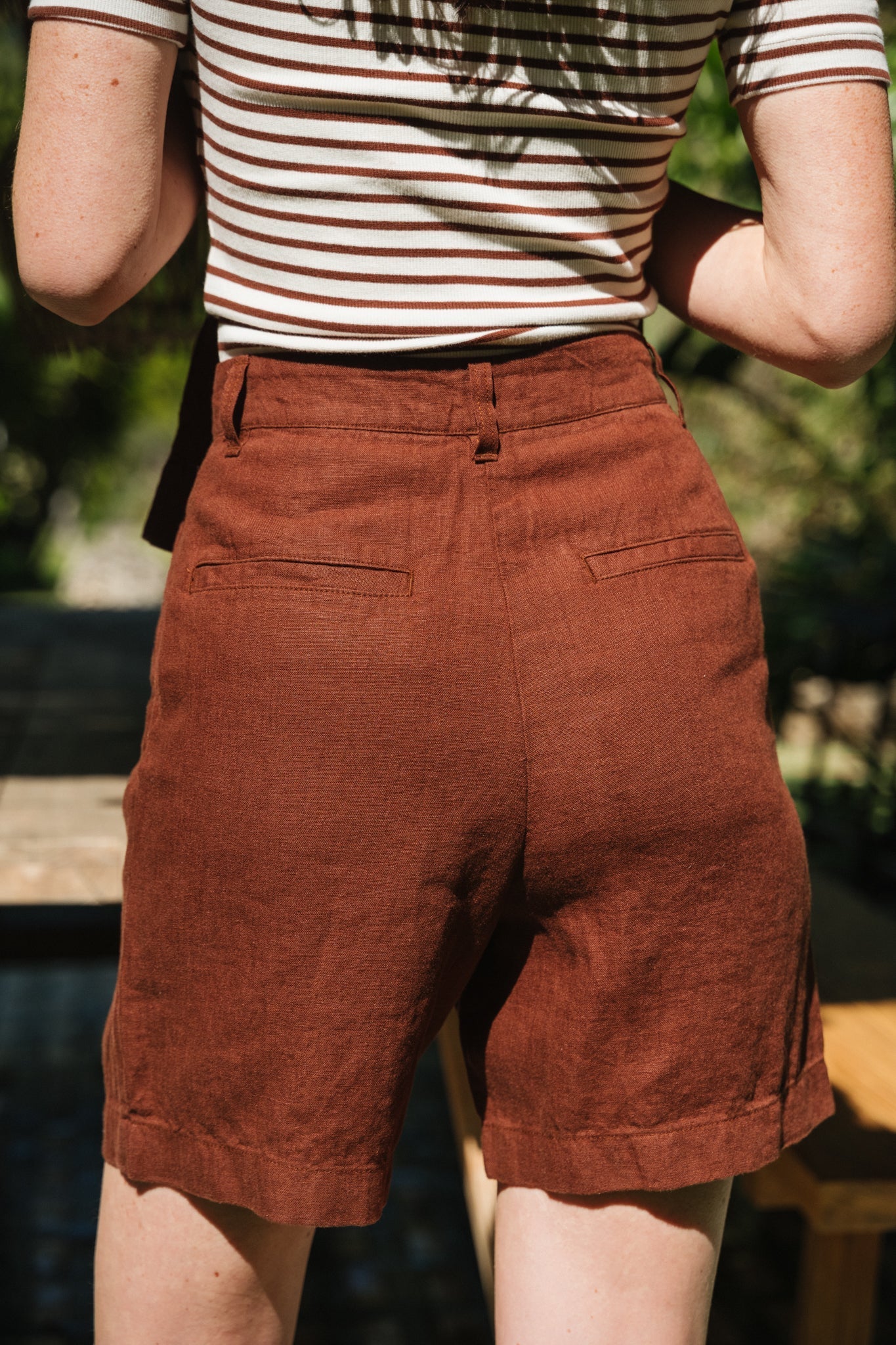 Short en lin bio | Marron 'posey wide high-rise linen shorts tiramisu'