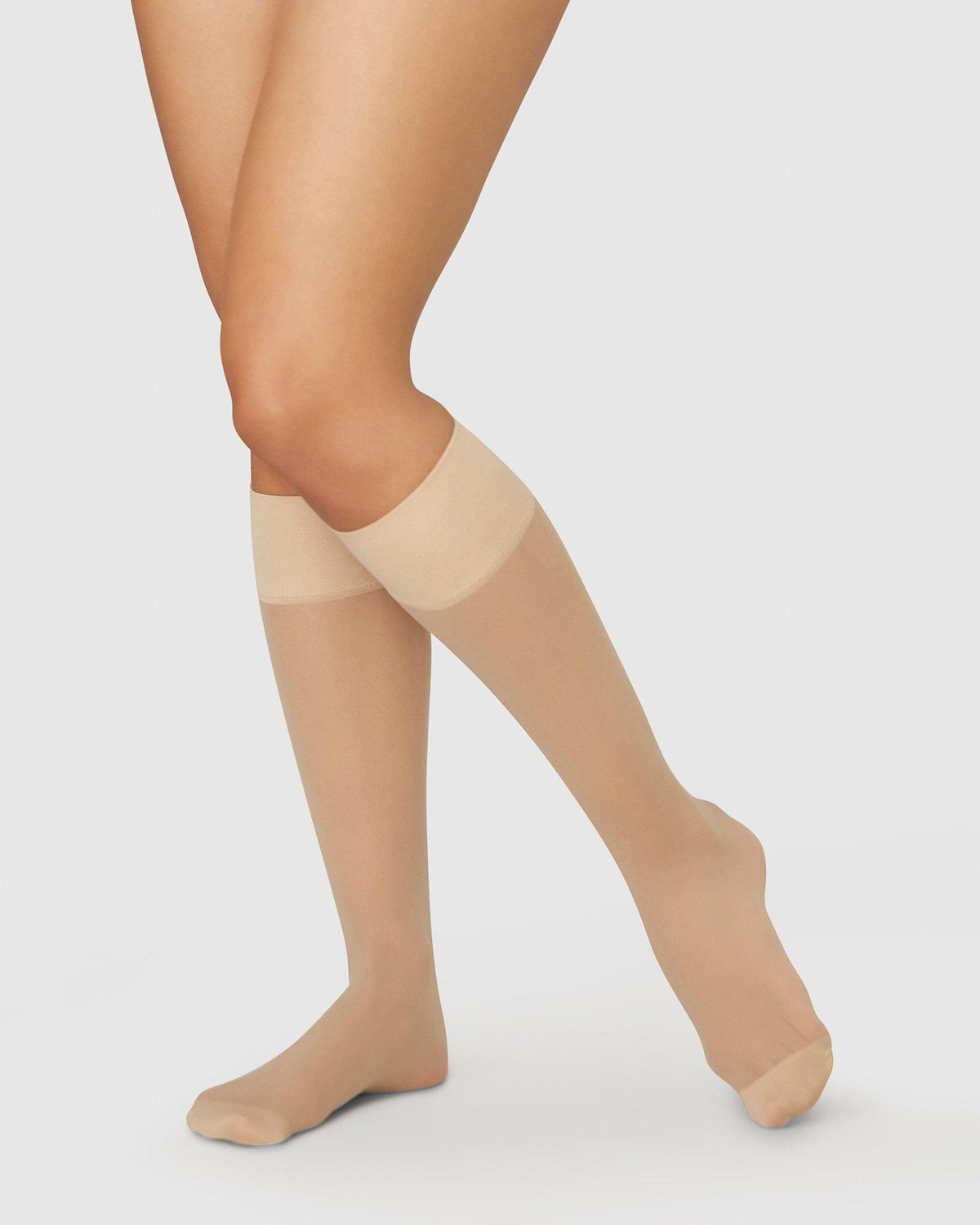 Mi-bas 20 deniers en recyclé | Beige "2-pack elin premium knee-highs beige"