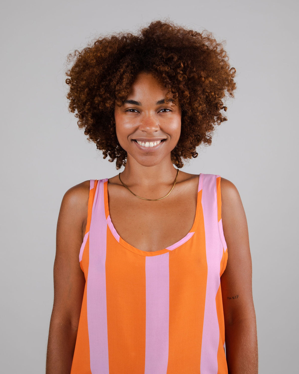 Débardeur en tencel | rayé bicolore "colorblock tank top orange"