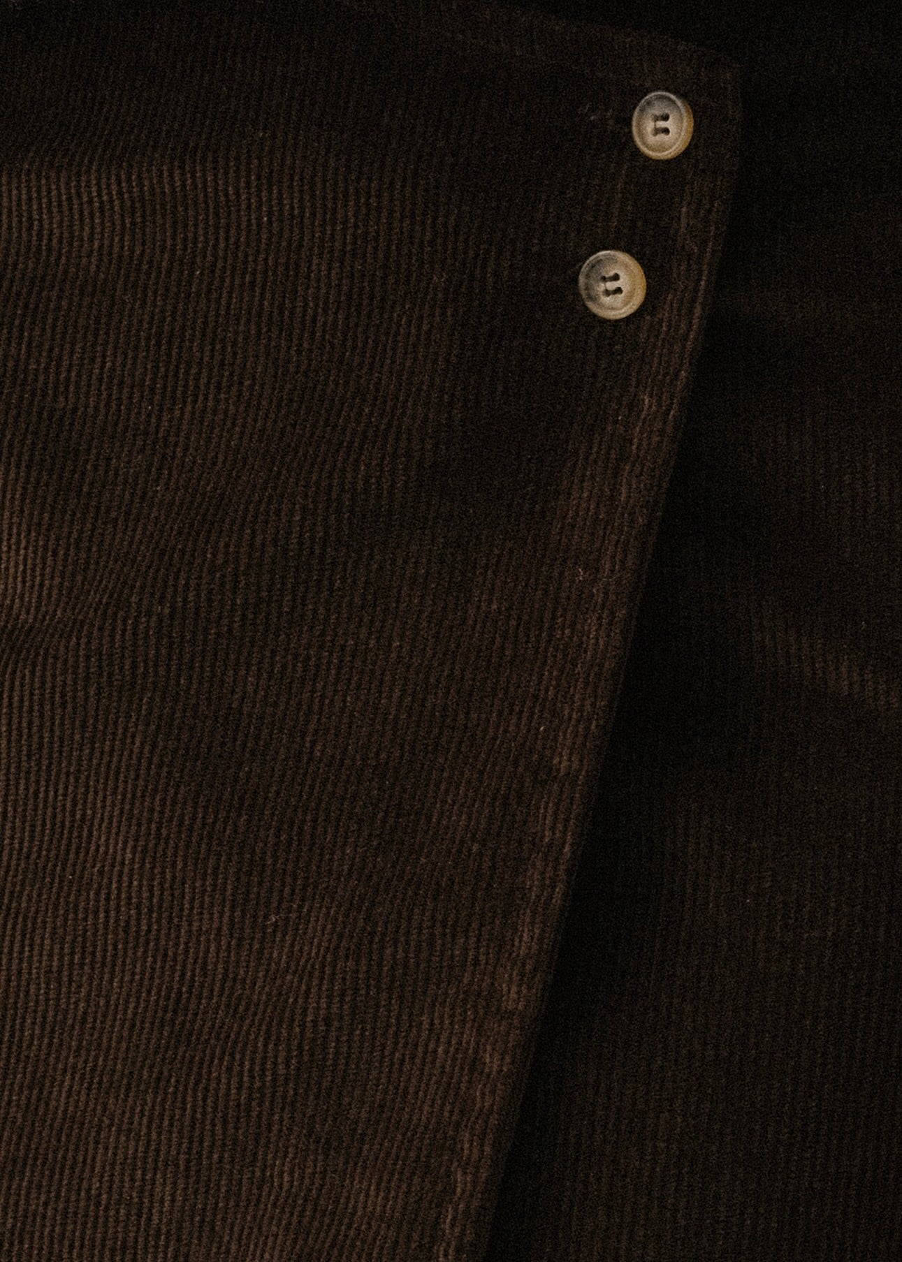 Jupe portefeuille velours en coton bio | chocolat "Rosalind"