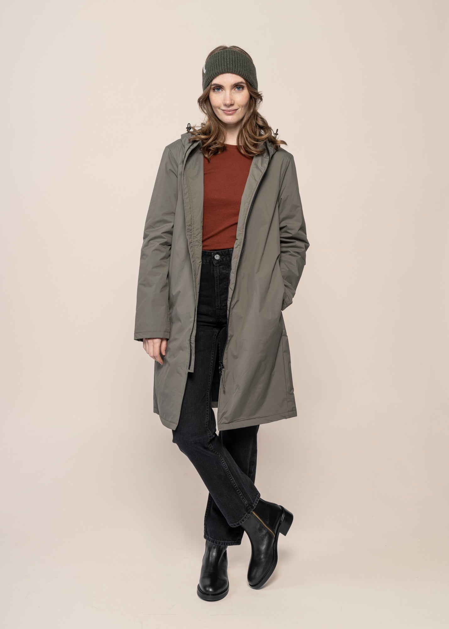 Parka longue en nylon recyclé | gris "okibax - laurel"