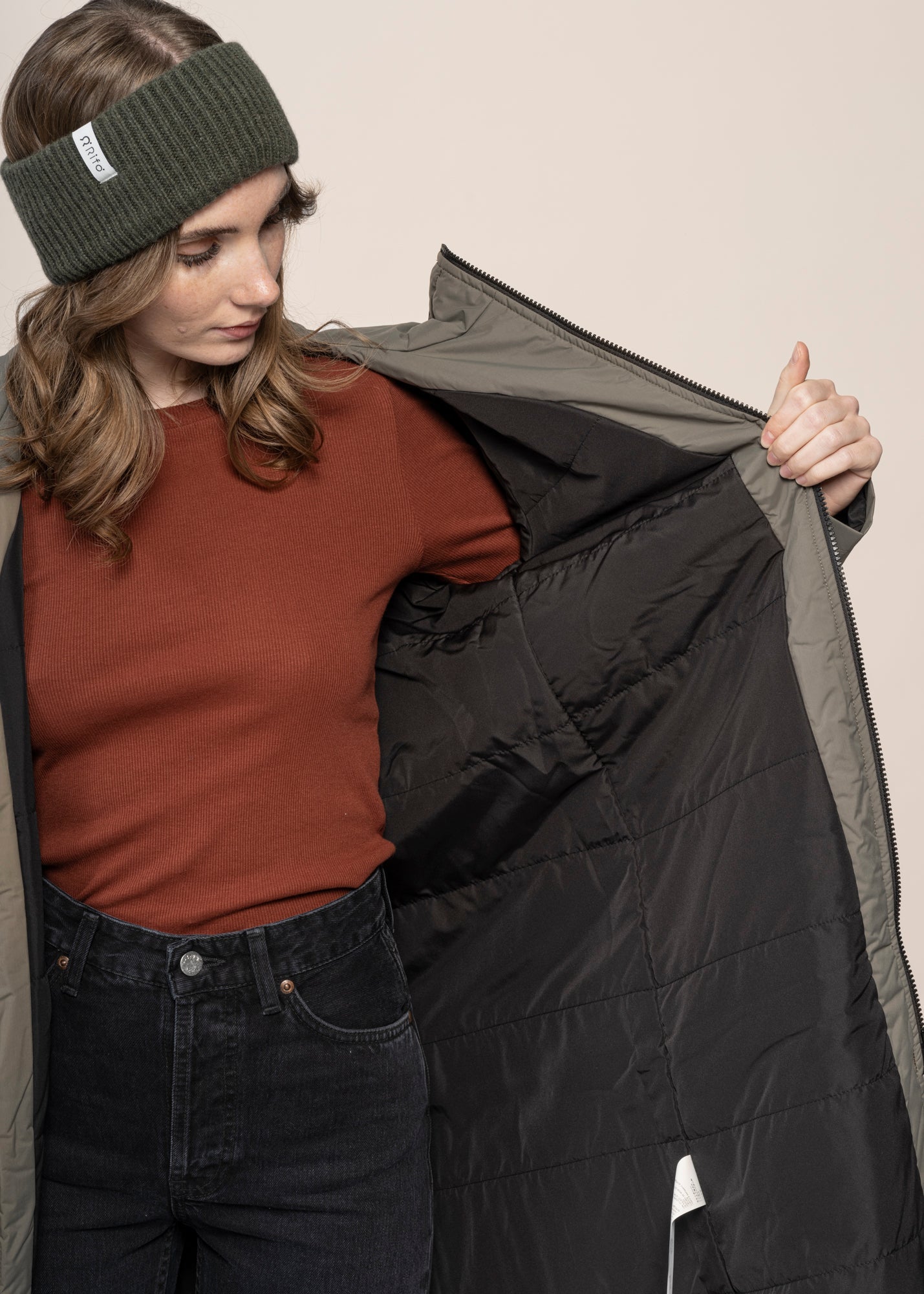 Parka longue en nylon recyclé | gris "okibax - laurel"