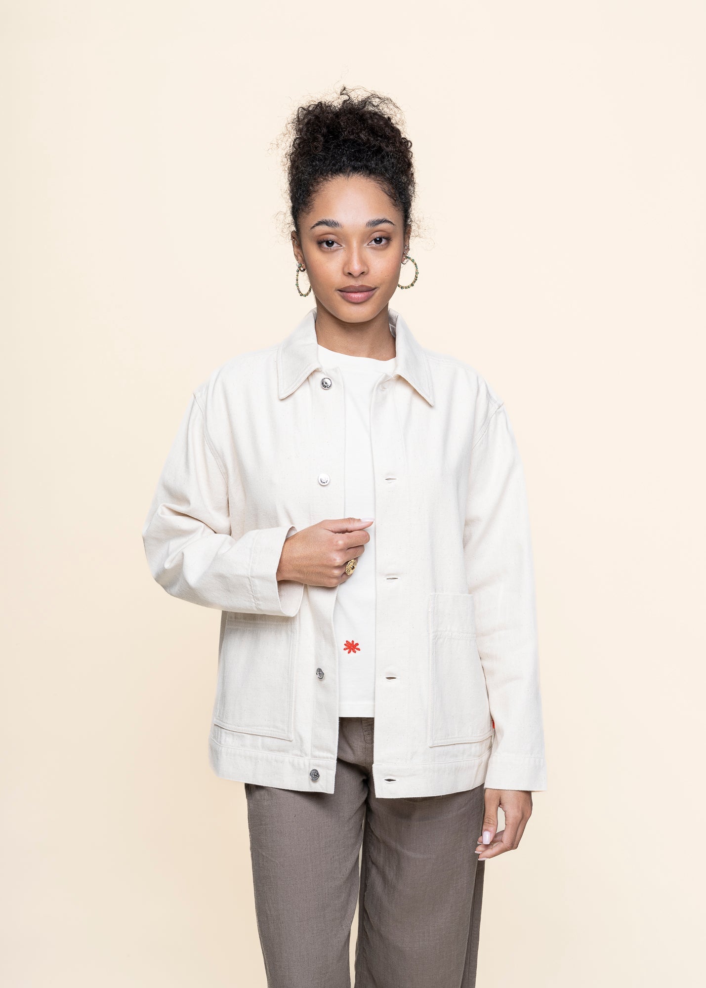 Veste denim en coton recyclé | écru "igoa"