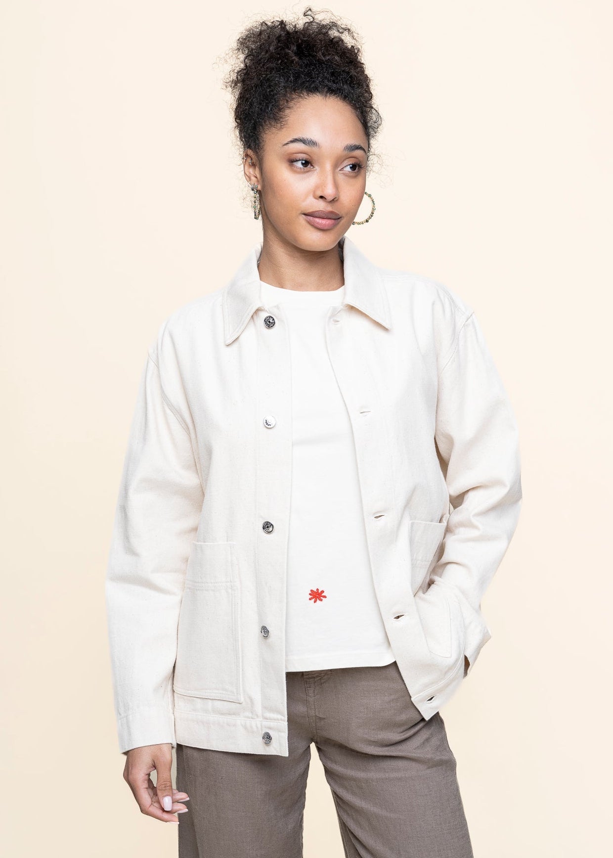 Veste denim en coton recyclé | écru "igoa"
