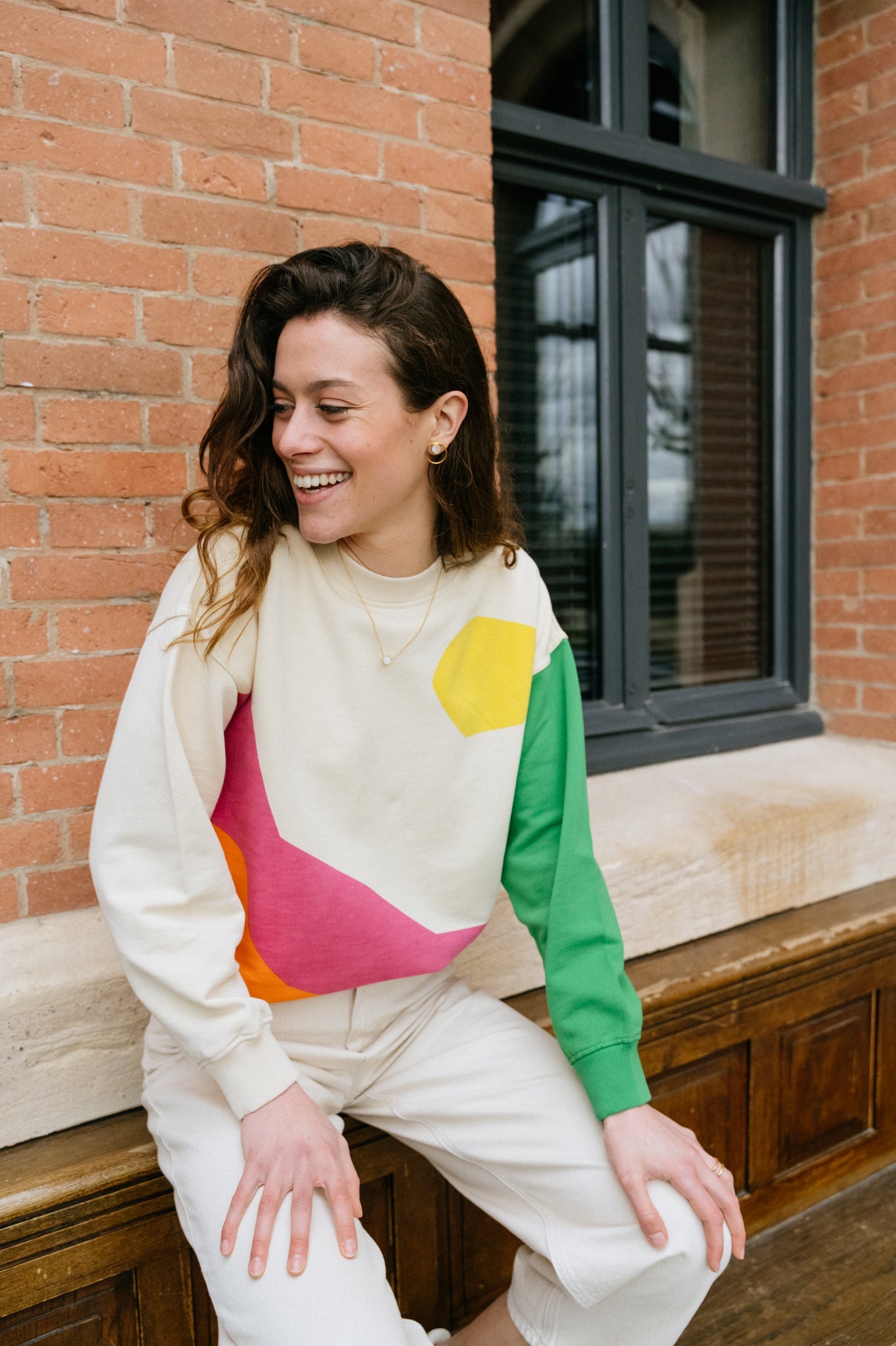 Sweat écru coloré en coton bio - sunset sweatshirt ivory