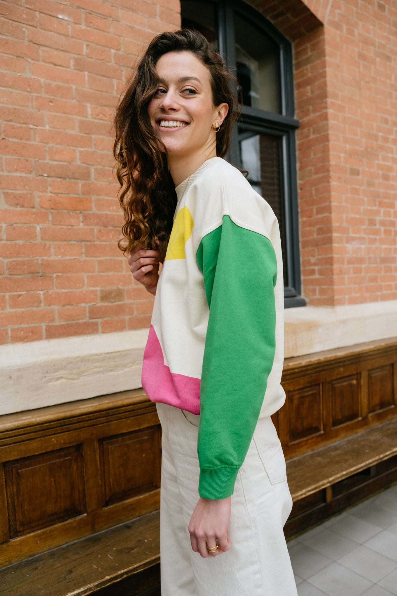 Sweat écru coloré en coton bio - sunset sweatshirt ivory