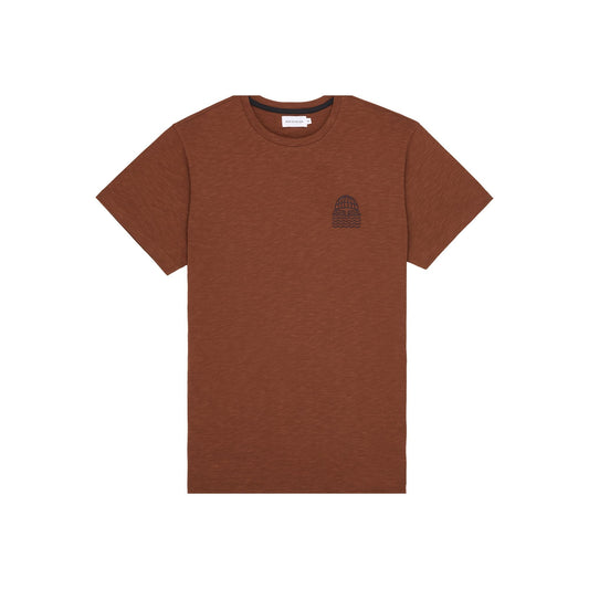 T-shirt brodé en coton bio | marron "auburn mini to the sea tee"