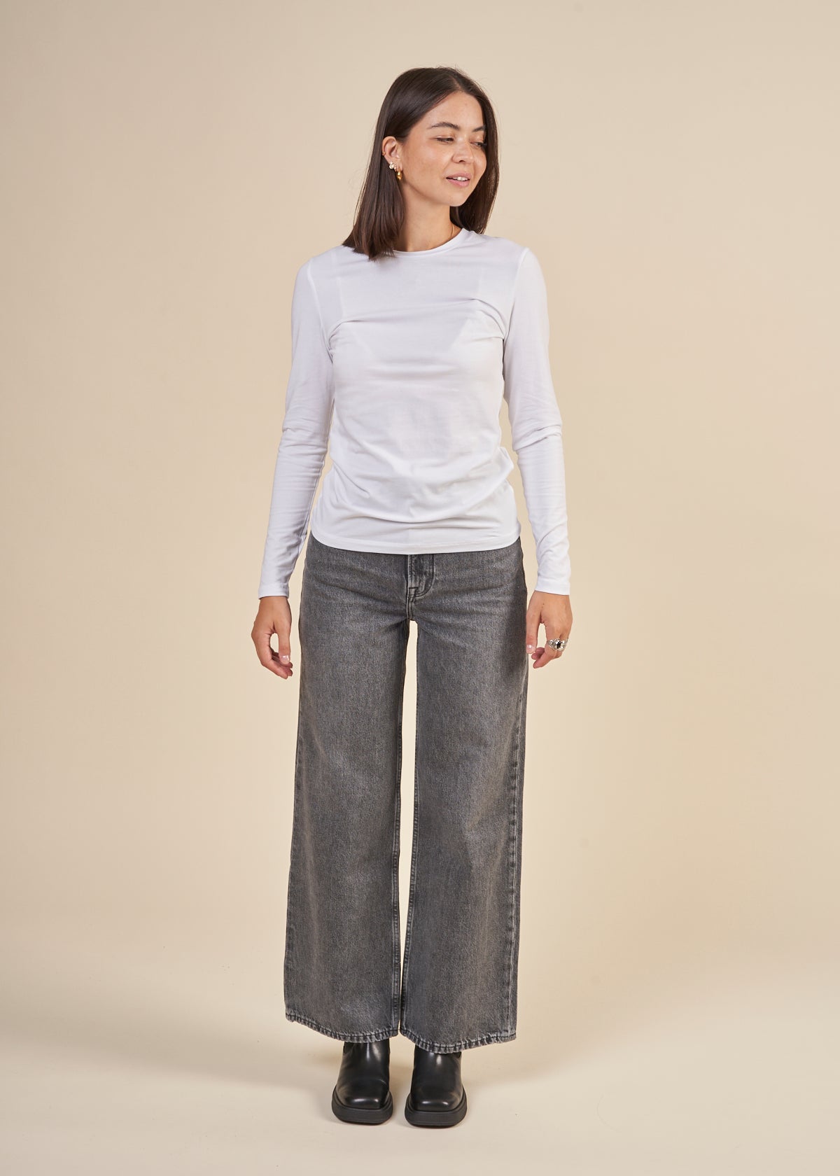 T-shirt manches longues en tencel et coton bio - blanc "ester ls white"
