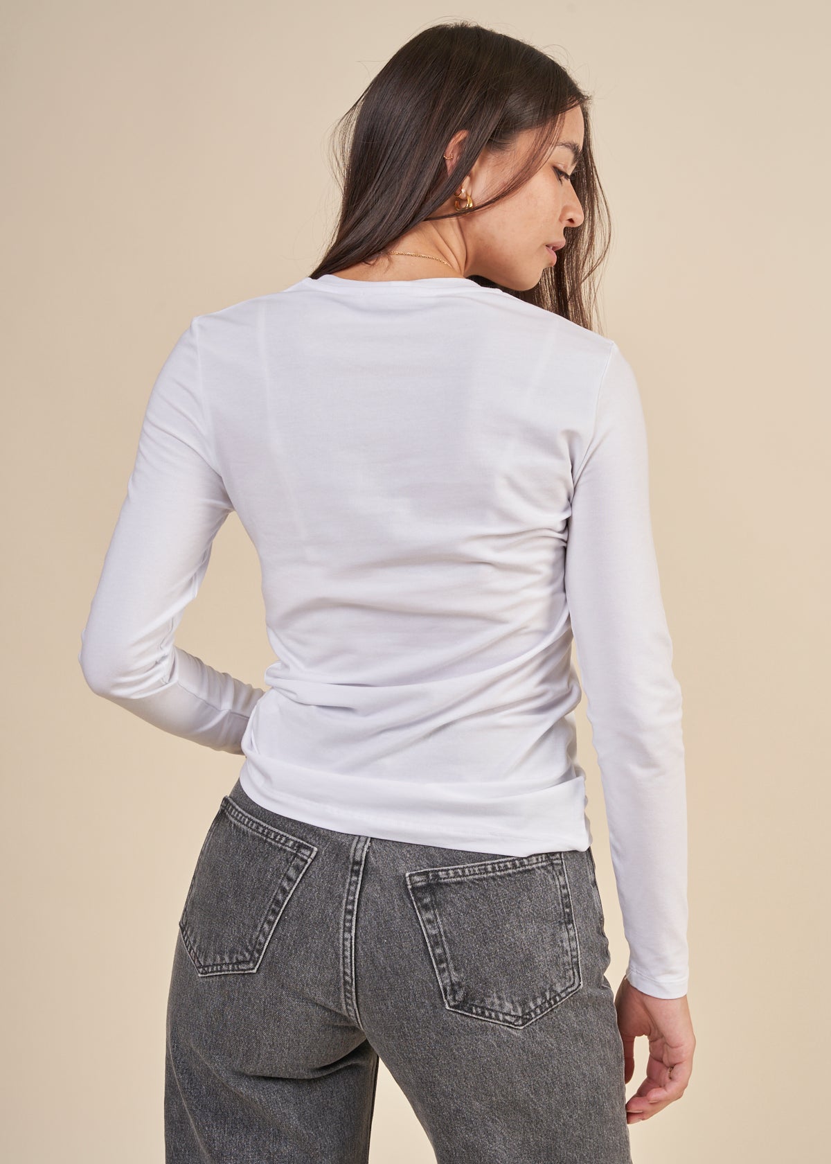 T-shirt manches longues en tencel et coton bio - blanc "ester ls white"