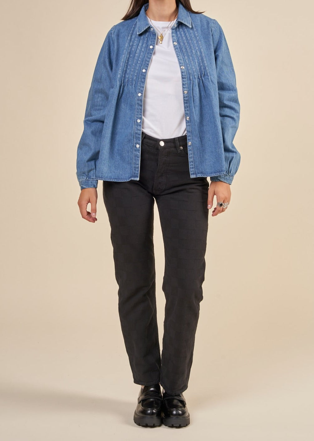 Chemise en jean en coton bio | Bleu jean "denim a-shape shirt vintage indigo"