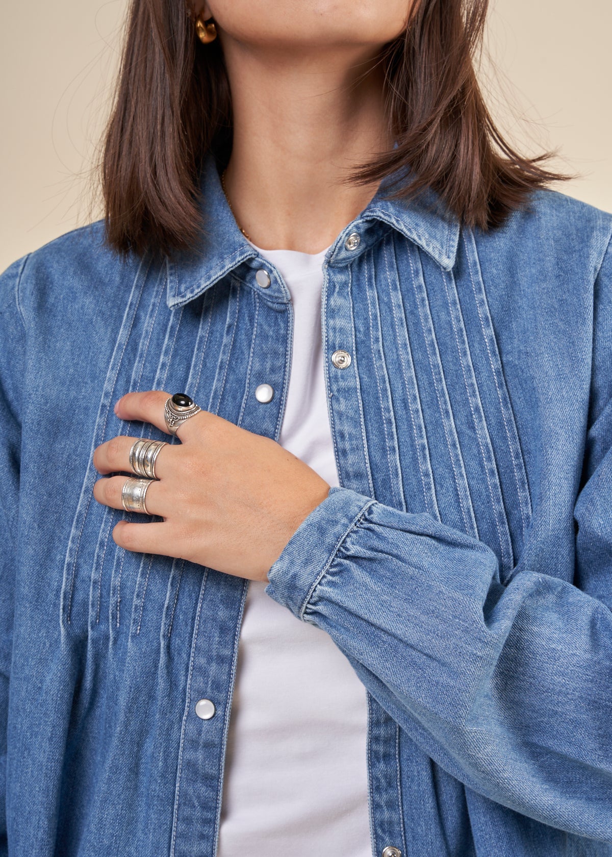 Chemise en jean en coton bio | Bleu jean "denim a-shape shirt vintage indigo"