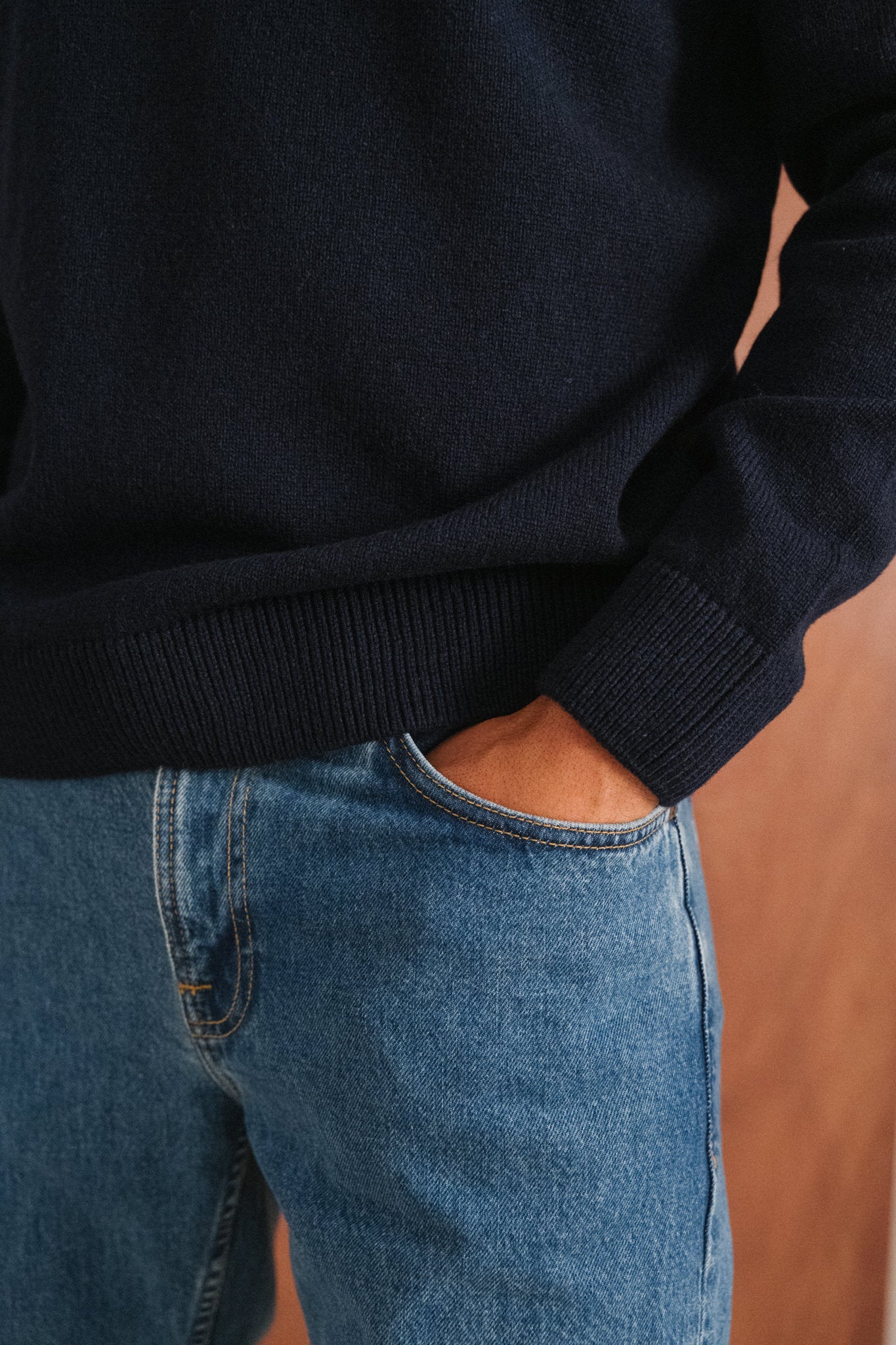 Pull en laine mérinos recyclée | marine