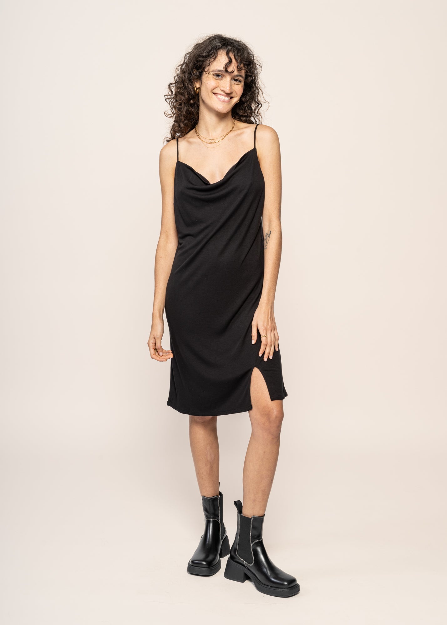 Robe courte noire en tencel - mini dress helen black