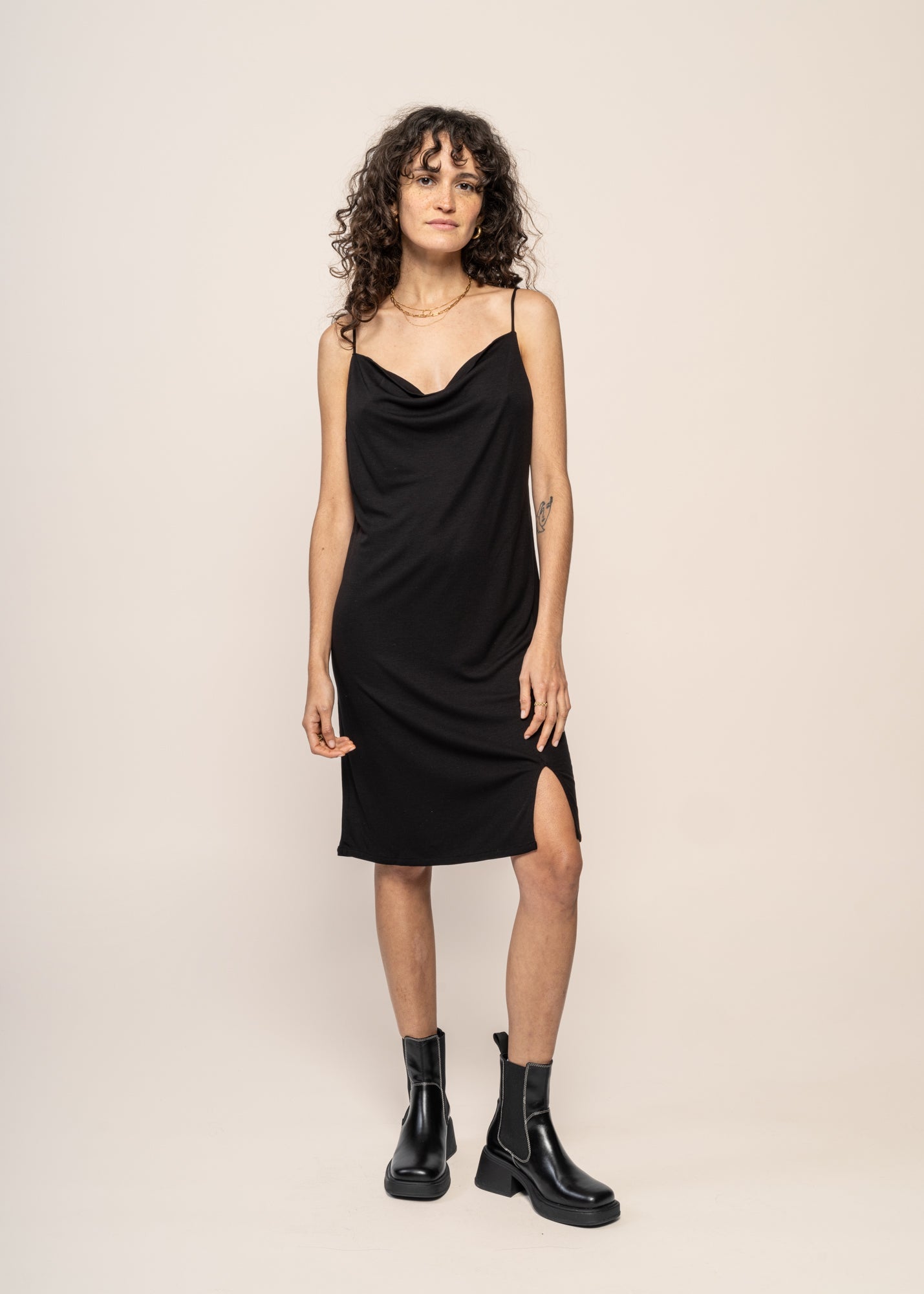 Robe courte noire en tencel - mini dress helen black