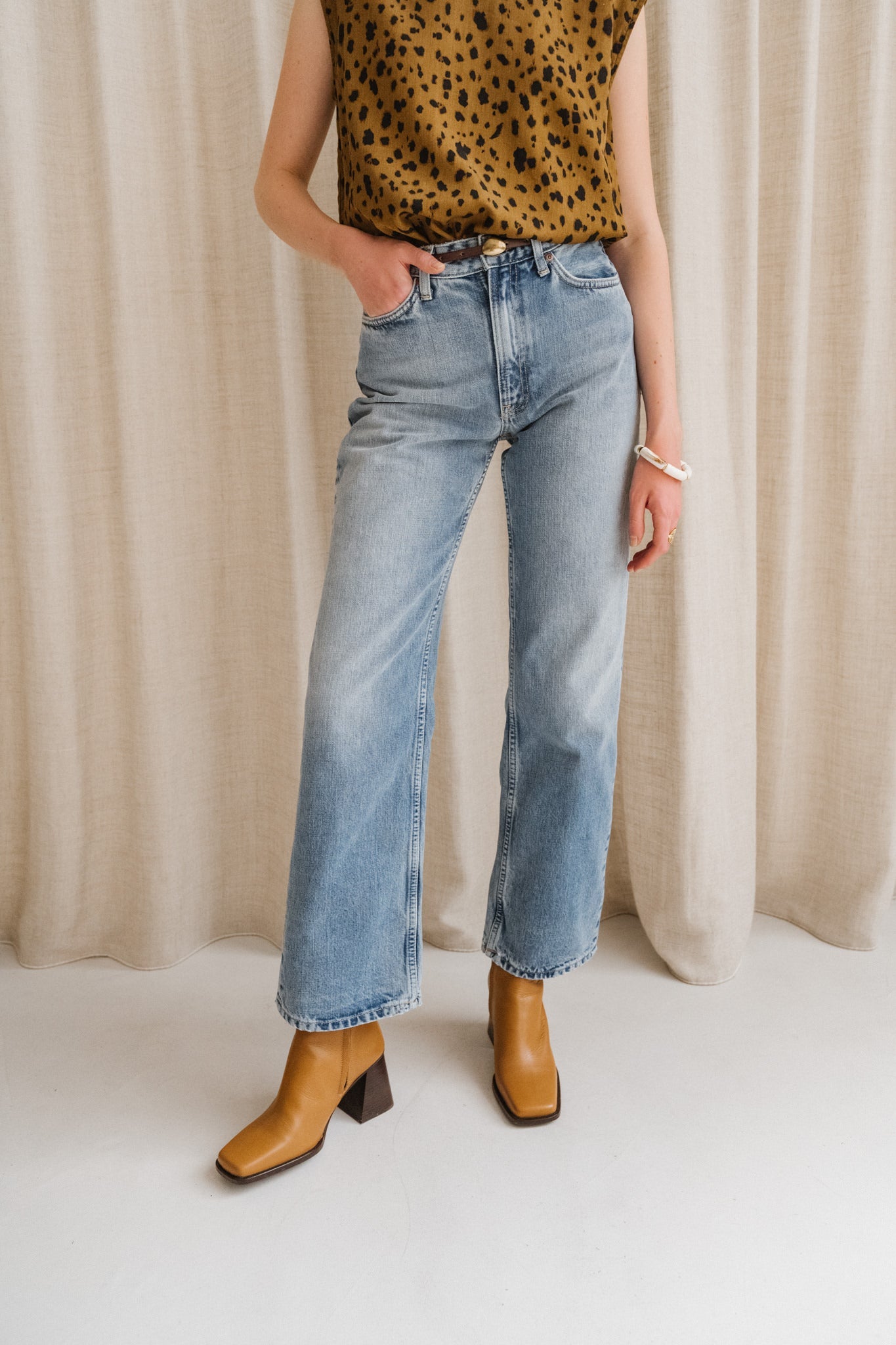 Jean large en coton biologique | bleu "clean eileen streaky vintage"
