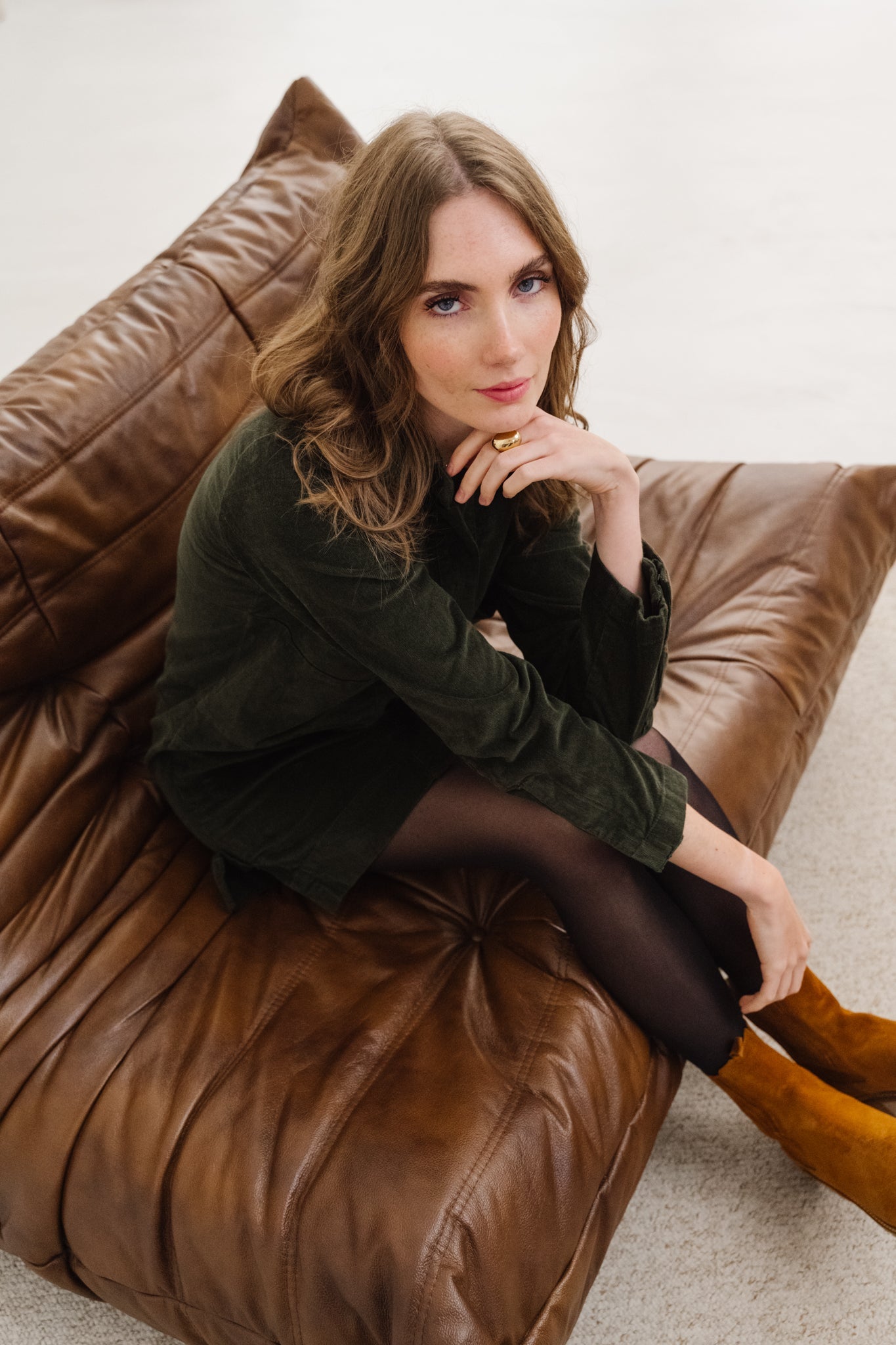 Robe velours en coton bio | vert "gaila deep green"