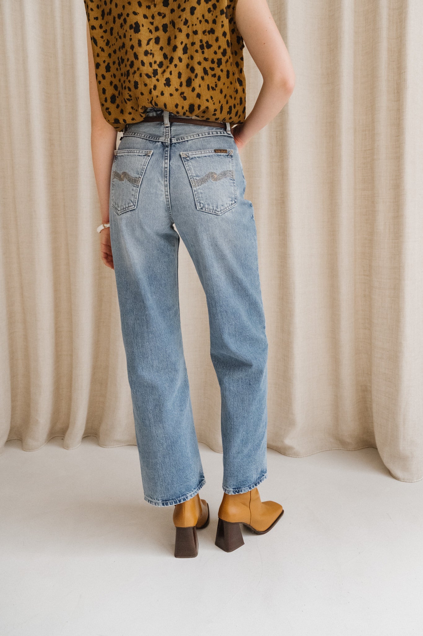 Jean large en coton biologique | bleu "clean eileen streaky vintage"