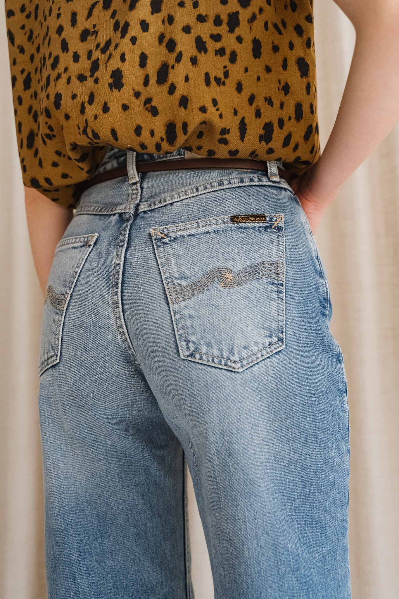Jean large en coton biologique | bleu "clean eileen streaky vintage"