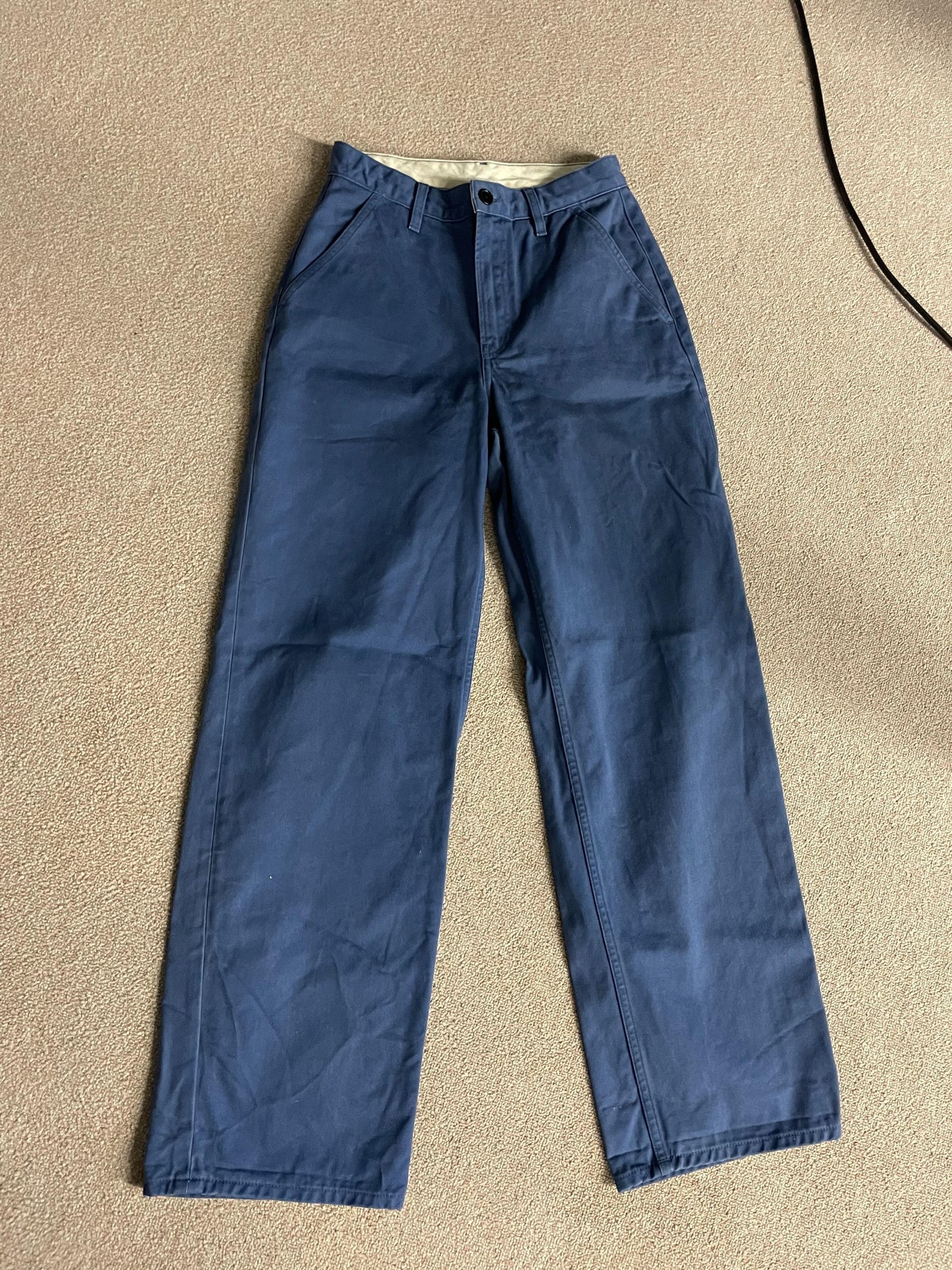 Pantalon ample style bleu de travail en coton bio - Willa Pants Twill Blue
