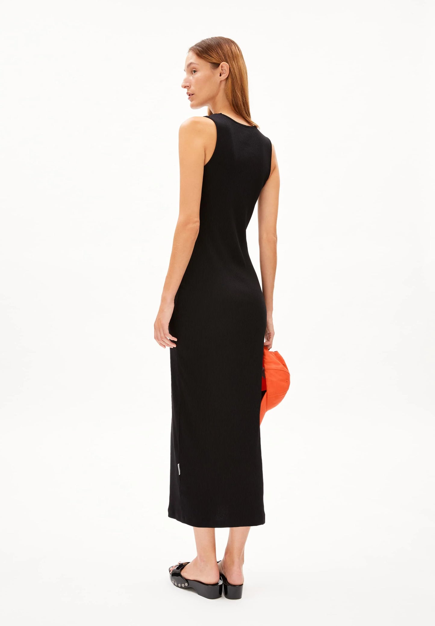 Robe longue ajourée en coton bio | noir "esilaa black"
