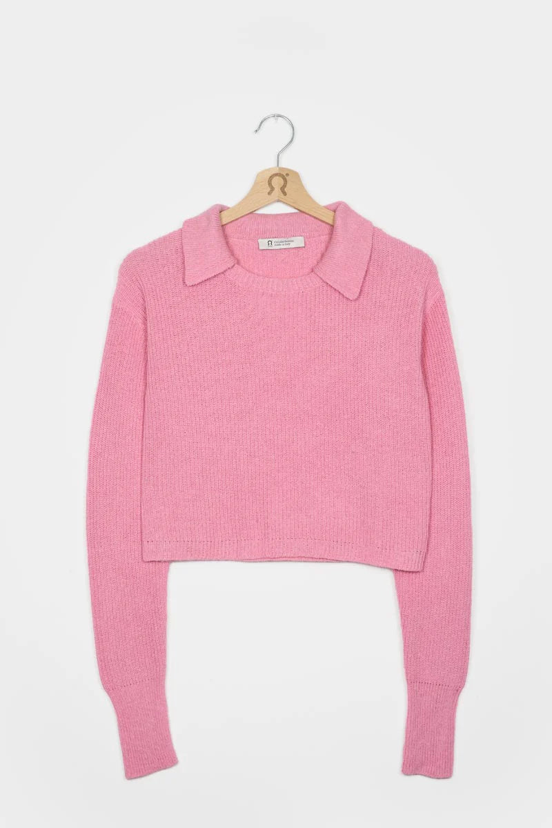 Pull Rifò col chemise en coton recyclé | rose "maglia olivia rosa ciliegio"