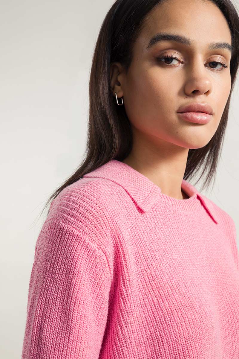 Pull Rifò col chemise en coton recyclé | rose "maglia olivia rosa ciliegio"