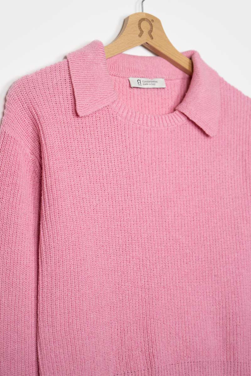 Pull Rifò col chemise en coton recyclé | rose "maglia olivia rosa ciliegio"
