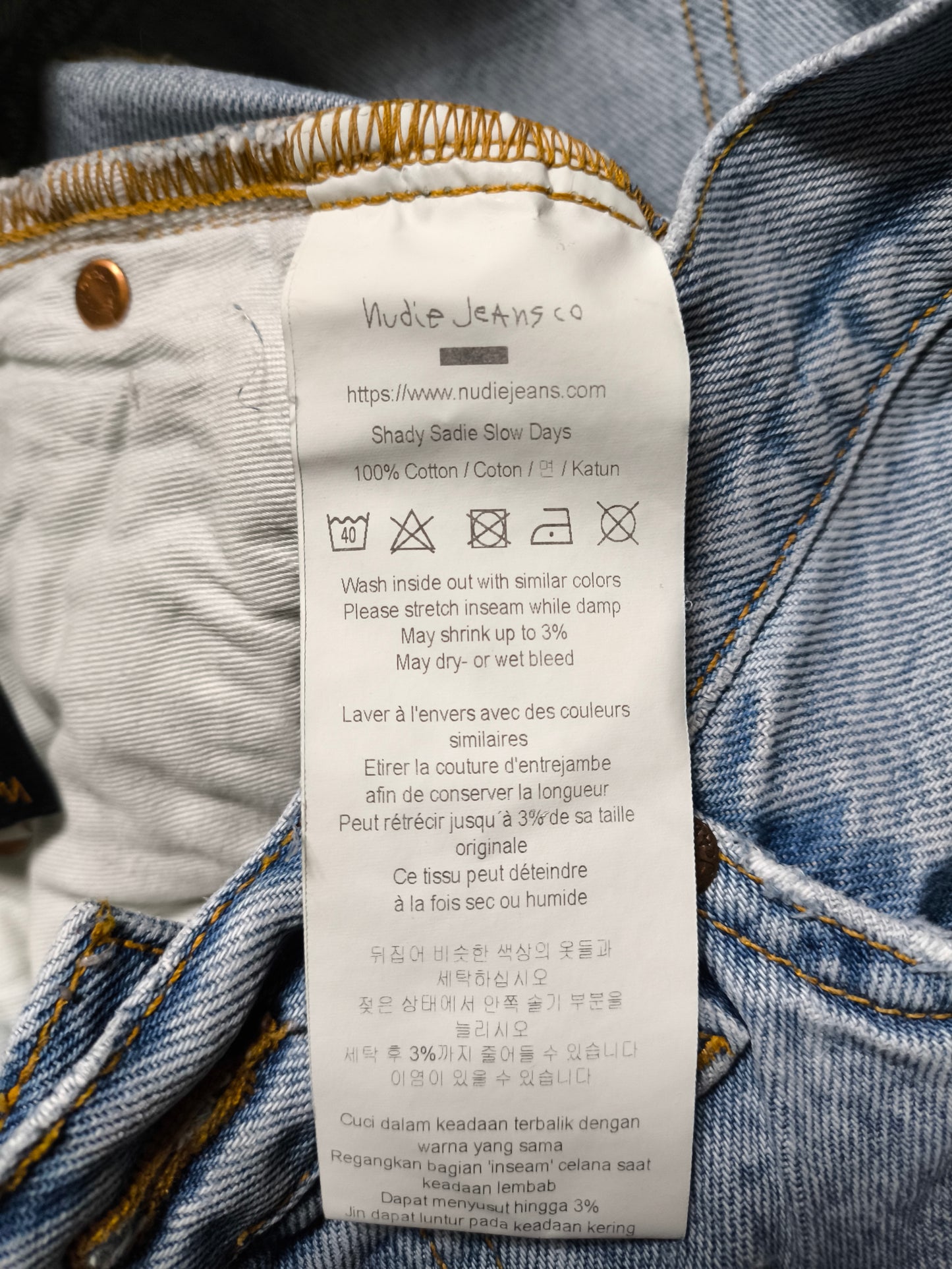 Jean Nudie Jeans Shady Sadie slow days bleu