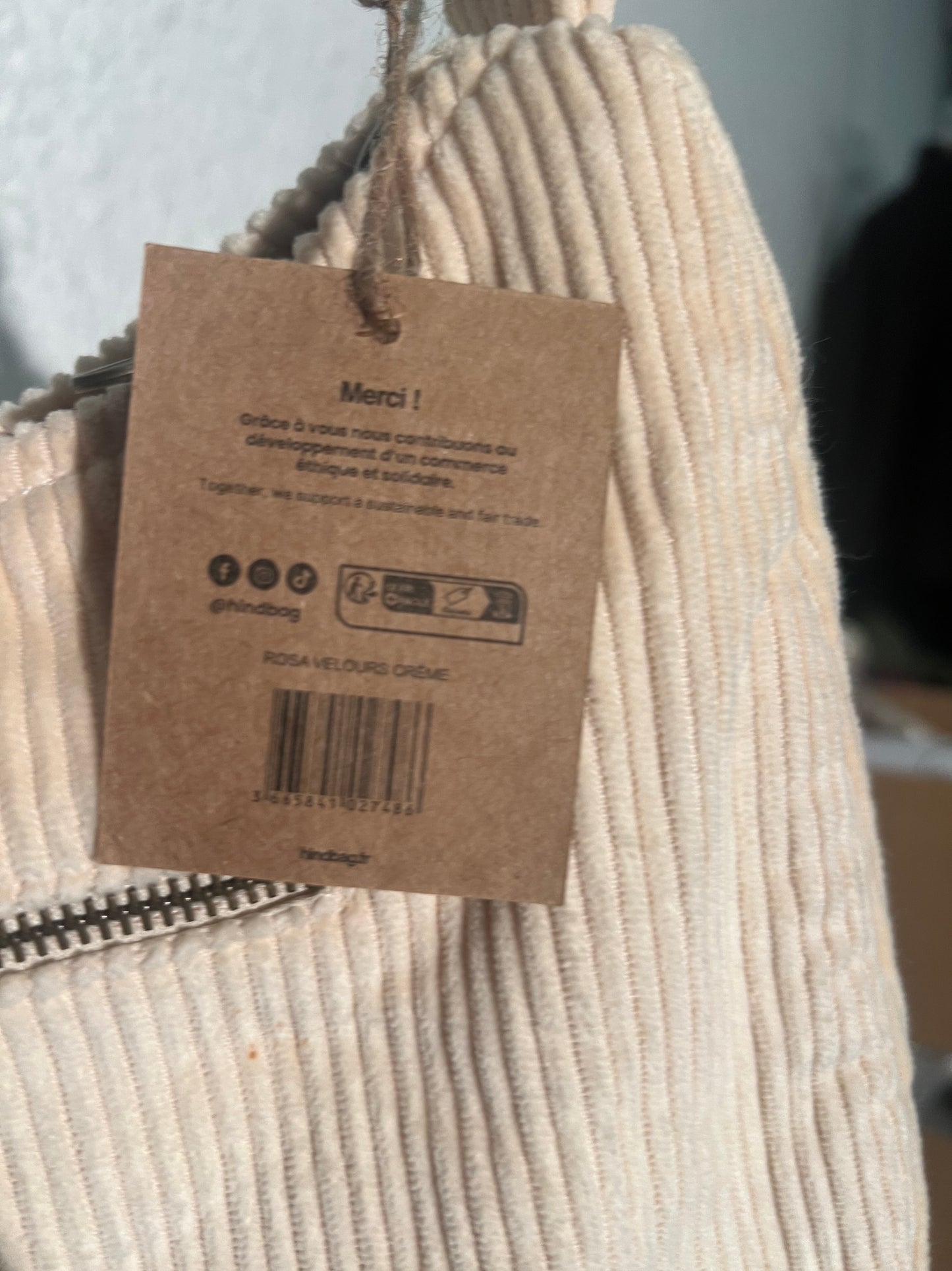 Sac bandoulière en coton bio | écru 'rosa velours beige'
