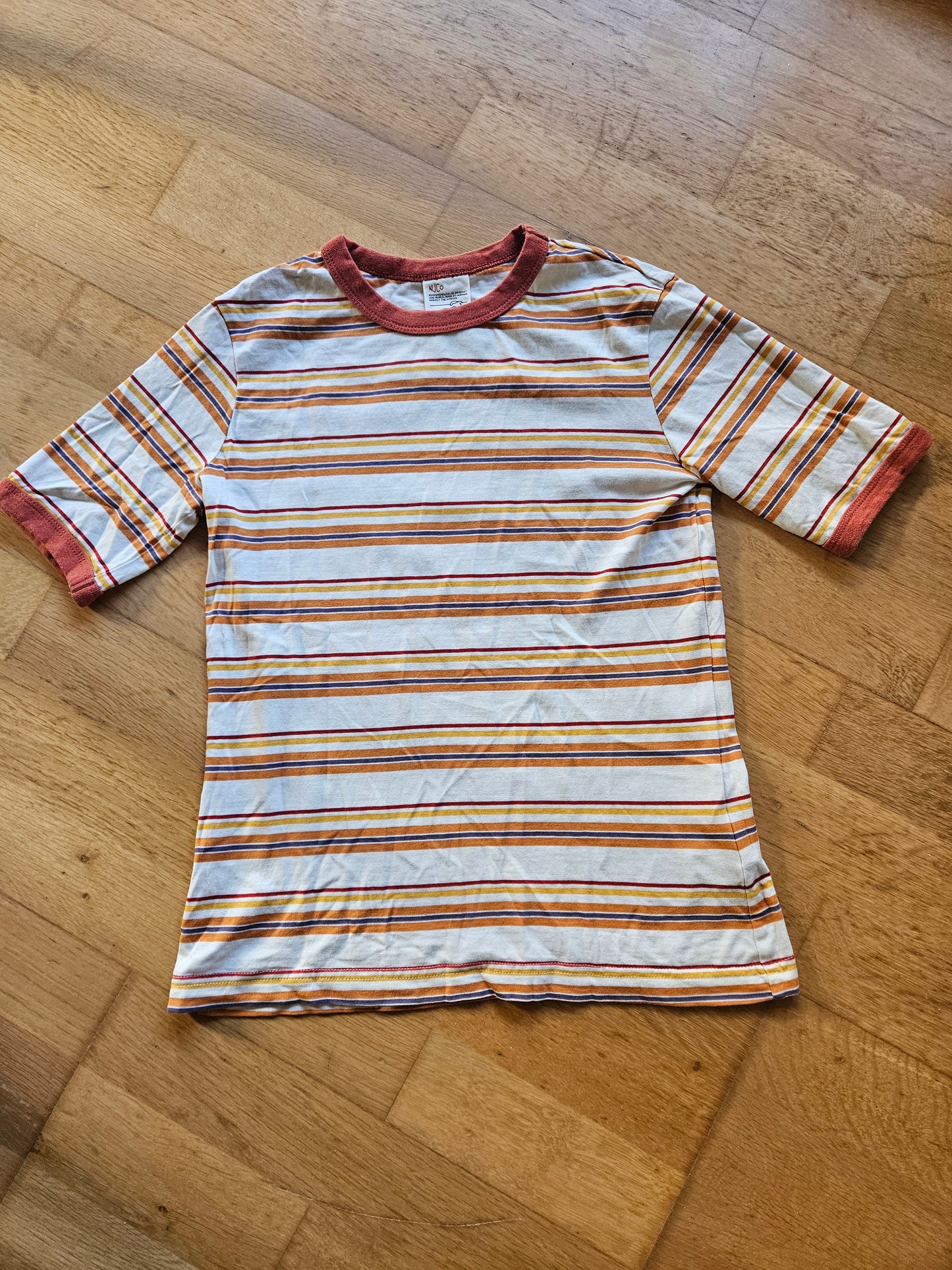T-shirt rayé en coton bio - lova stripes rusty peach