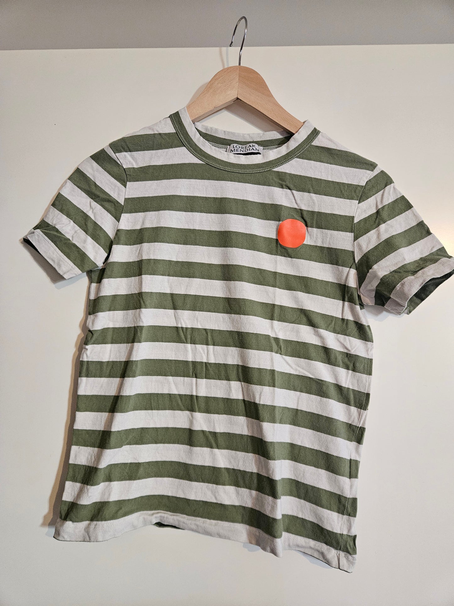 T-shirt en coton bio et recyclé | rayé 'hazpa dot w - off white/khaki'