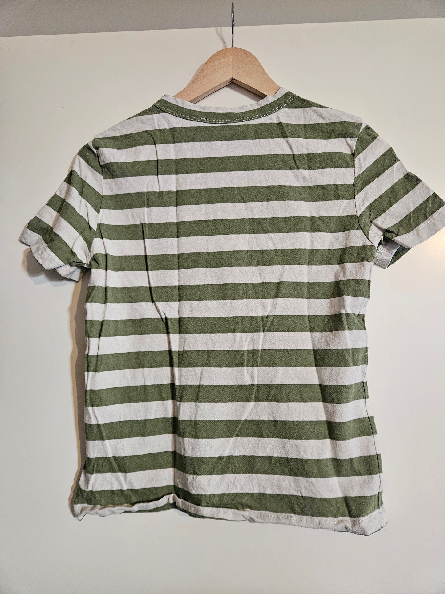 T-shirt en coton bio et recyclé | rayé 'hazpa dot w - off white/khaki'