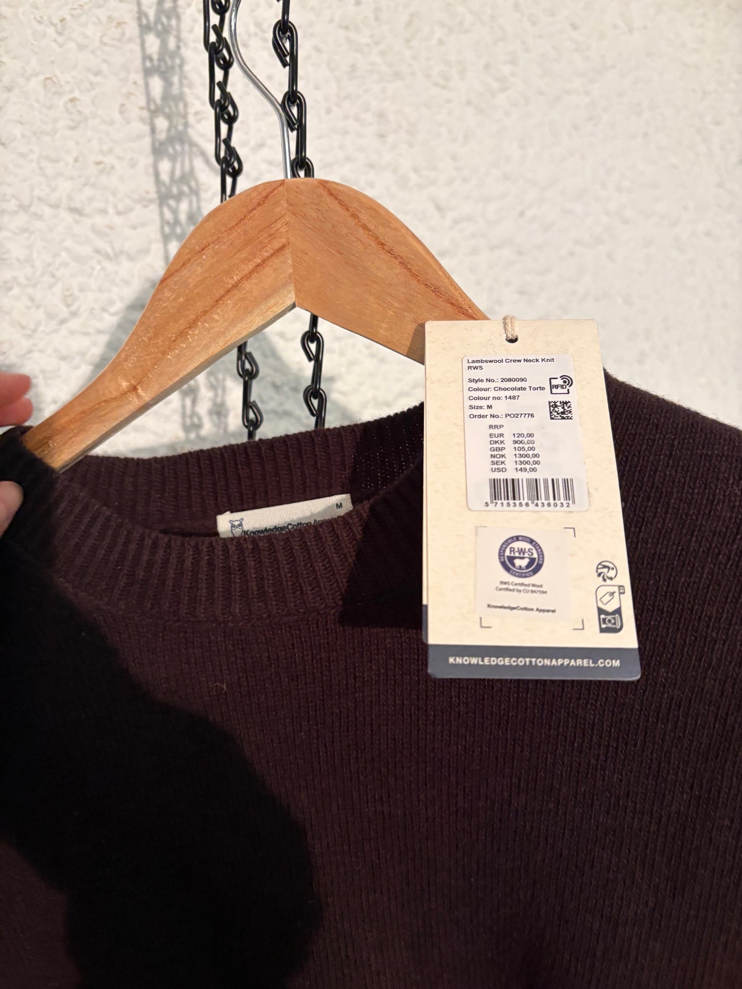 Pull ample marron en laine bio | marron 'lambswool crew neck knit - chocolate torte'