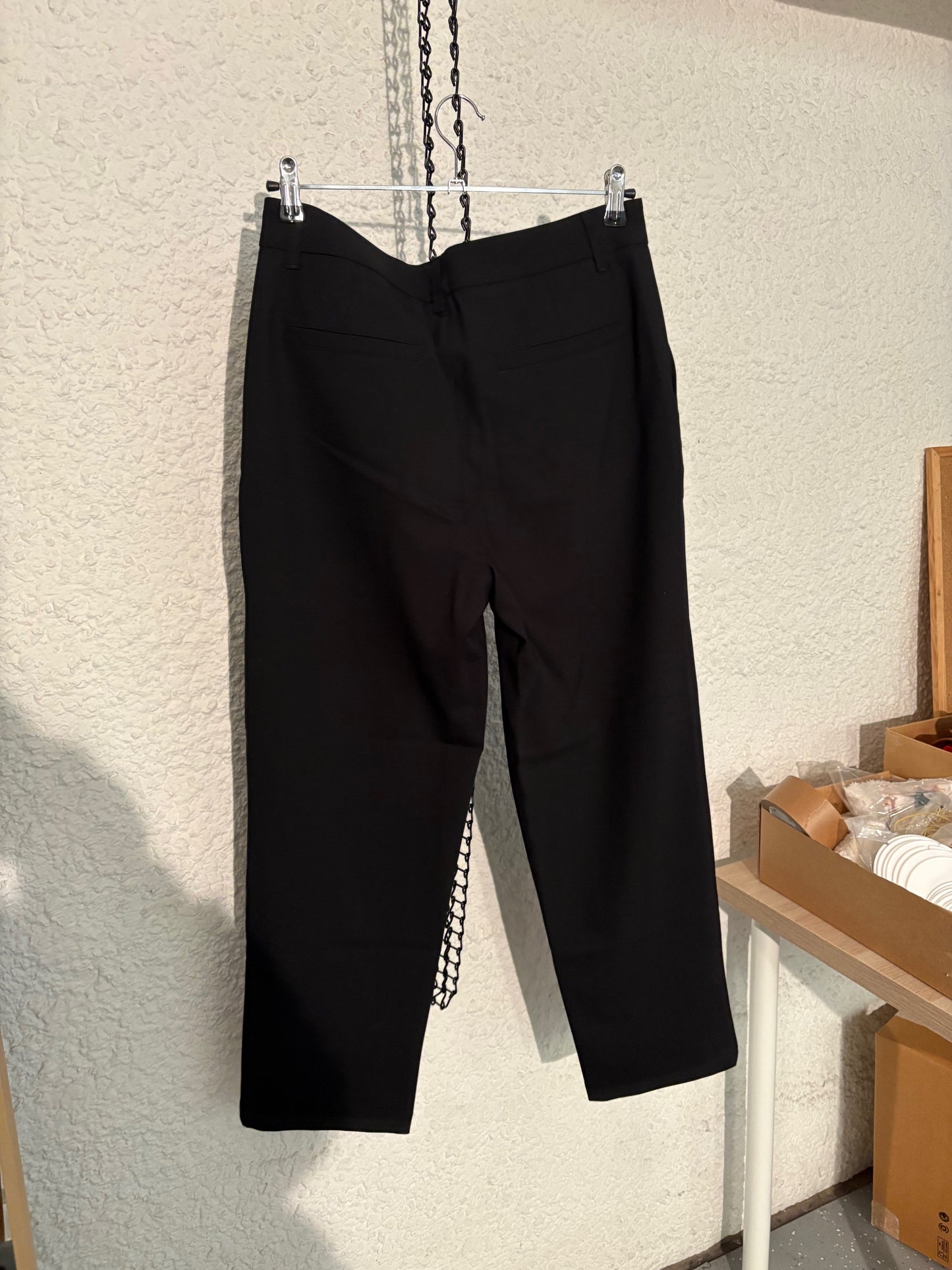 Pantalon droit à pinces en laine certifiée | noir 'black pierre pants - black'