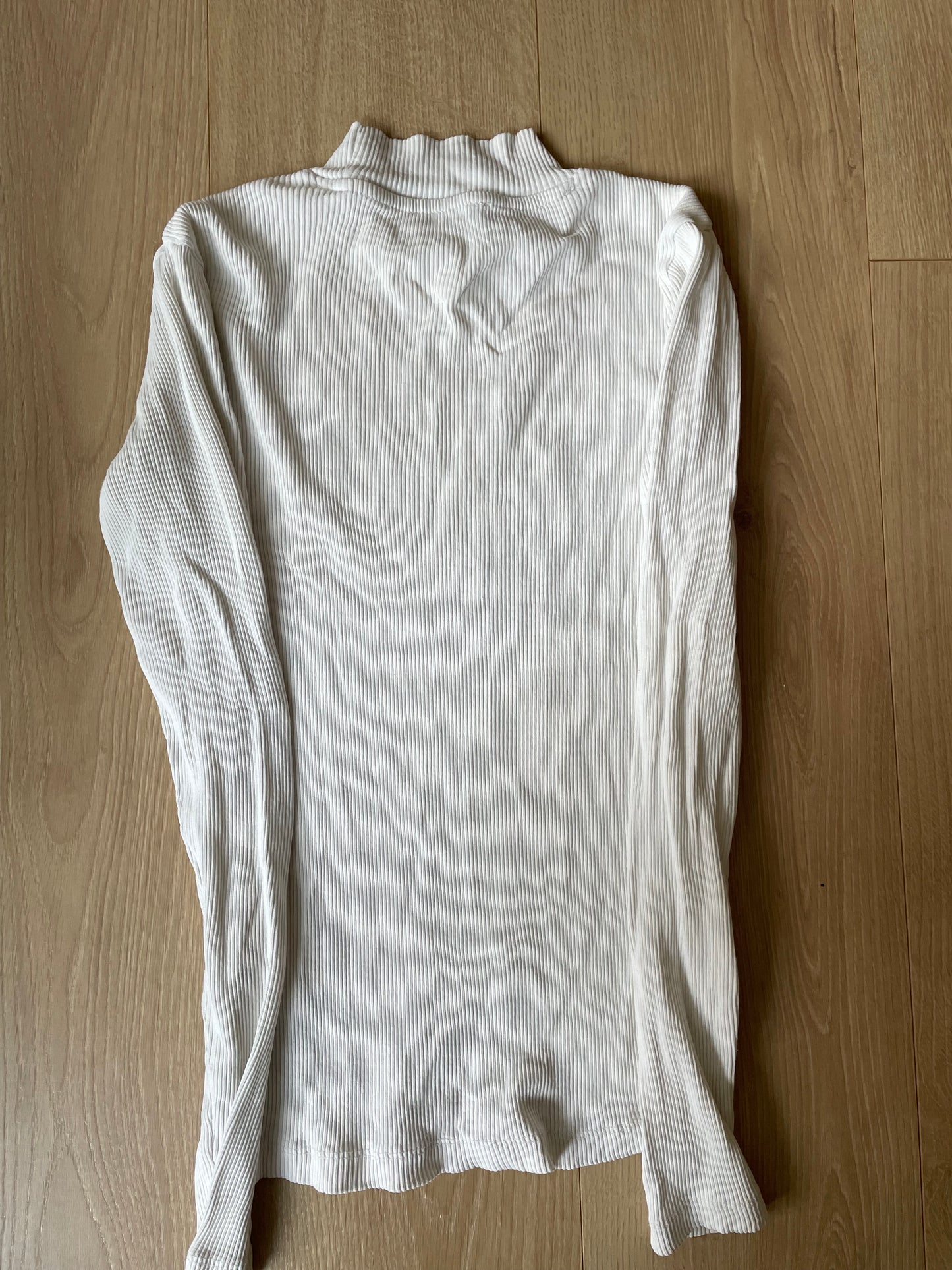 T-shirt manches longues en coton bio | Blanc 'rib high neck long sleeved snow white'